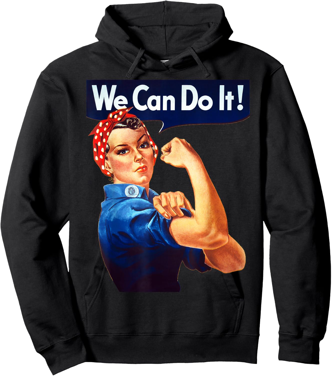 Rosie The Riveter Poster We Can Do It Feminist Retro Hoodie - Hoodie | Black