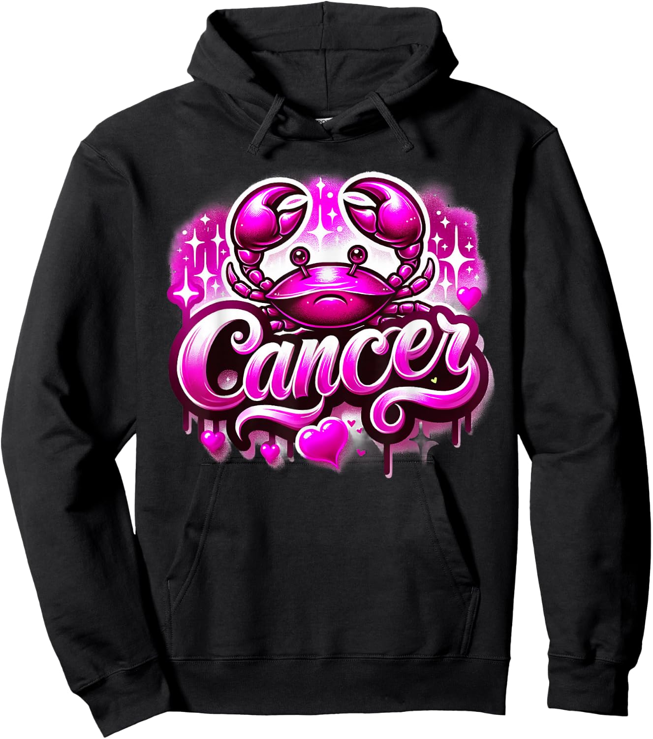 Pink Cancer Zodiac Star Sign Hoodie - Hoodie | Black