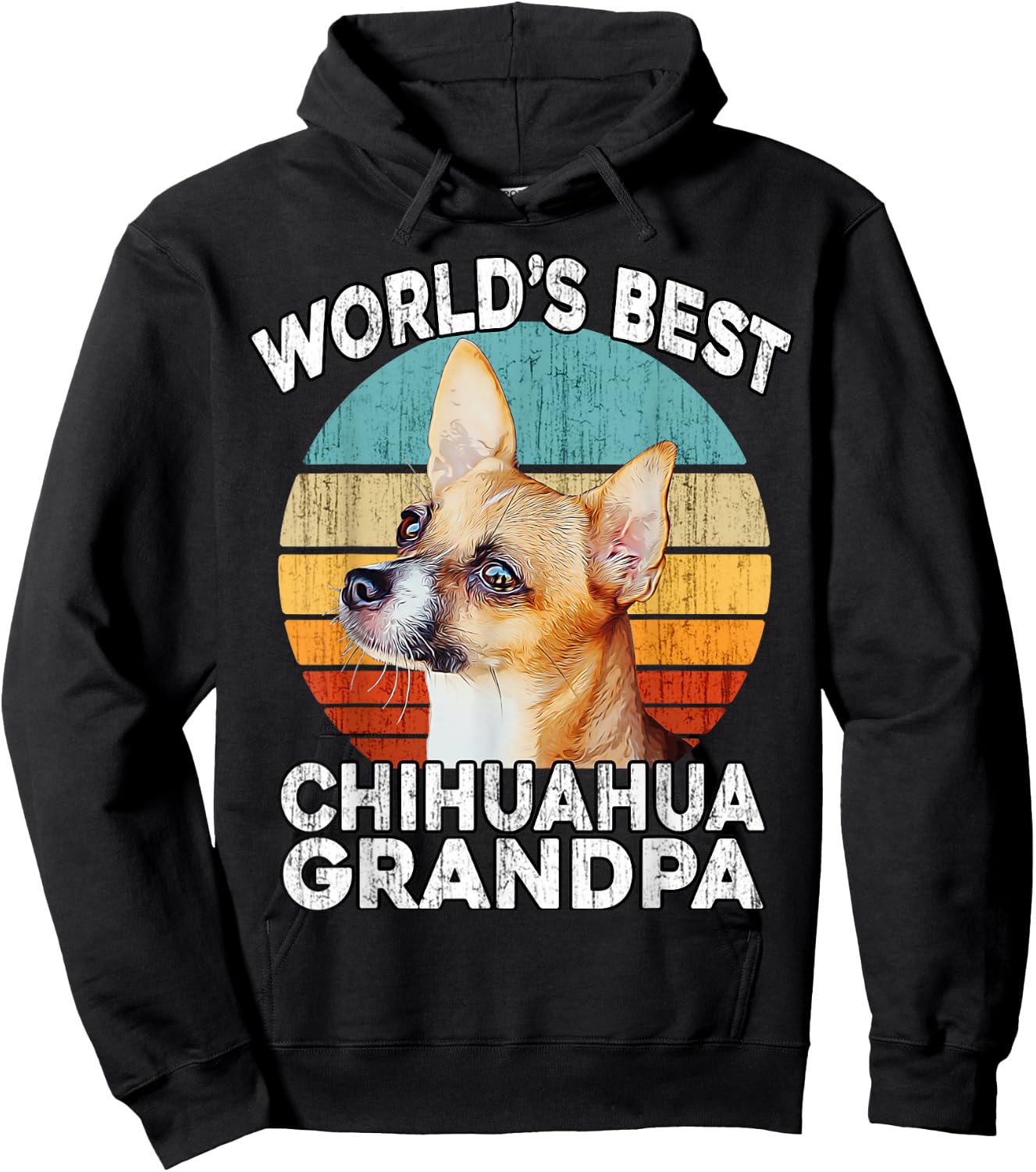 Chihuahua Grandpa Funny World's Best Chihuahua Grandpa Retro Hoodie - Hoodie | Black