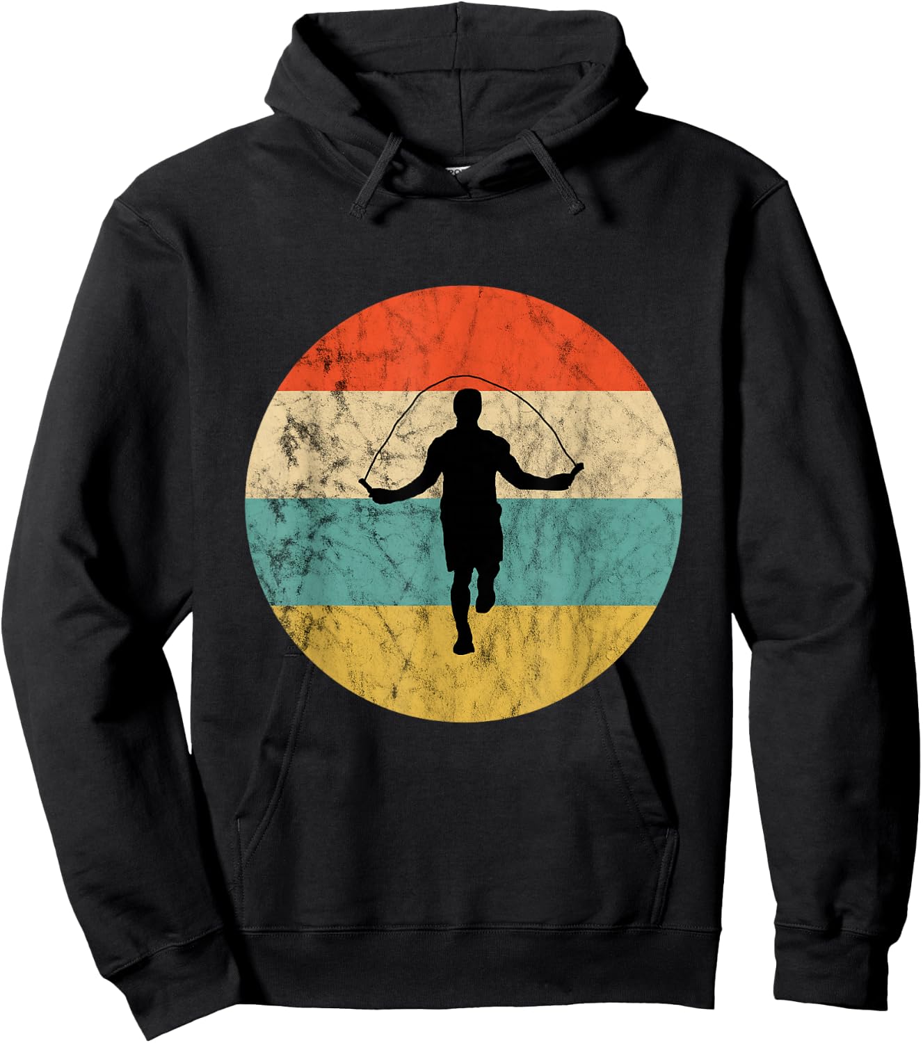 Skipping Rope Retro Vintage Sunset Rope Bouncing Hoodie - Hoodie | Black