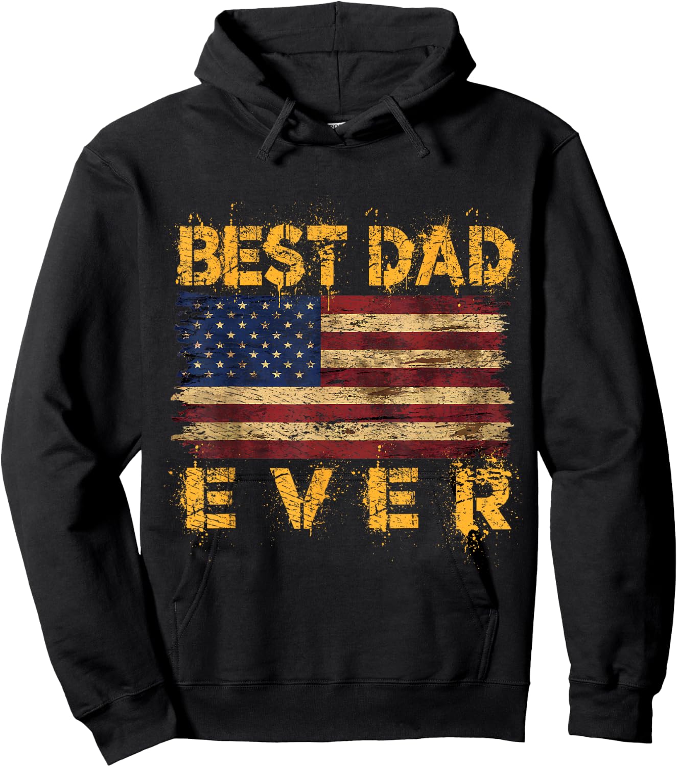 Father's Day USA American Flag Best Dad Ever Women Men Hoodie - Hoodie | Black