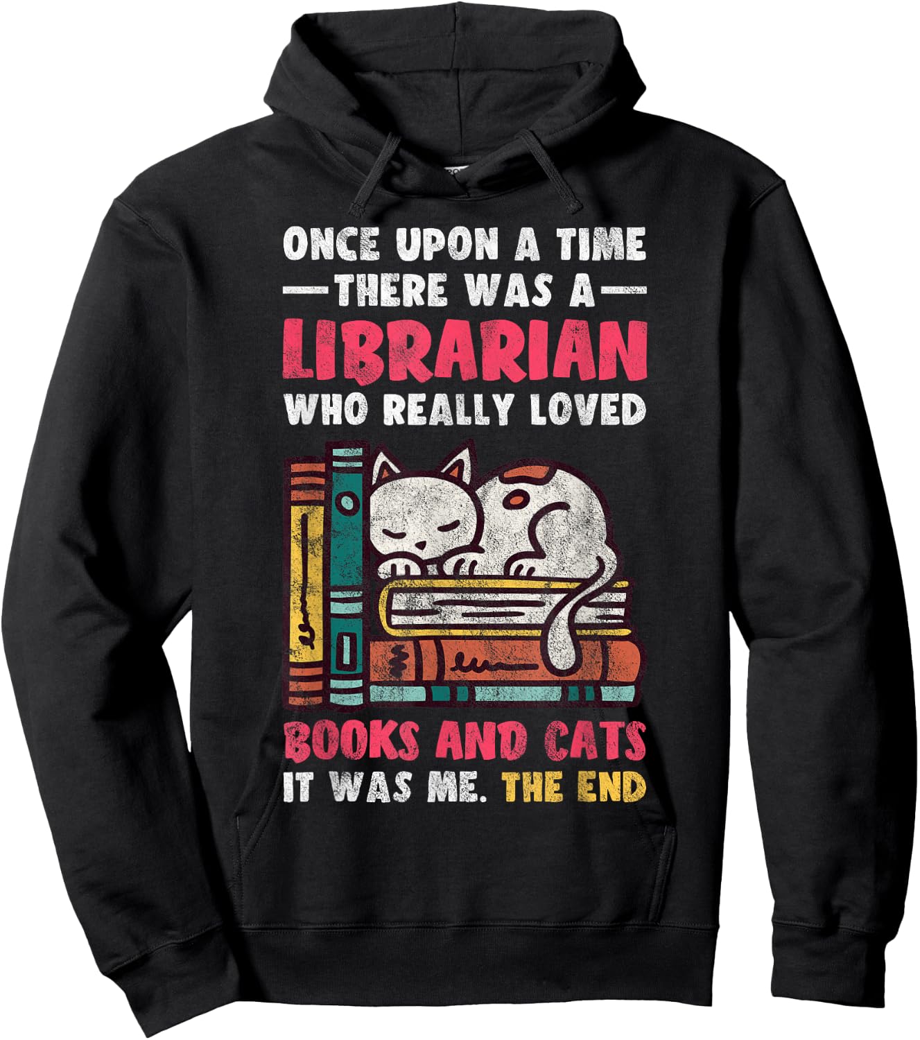 Librarian Loved Books And Cats Reading Gift Bookworm Hoodie - Hoodie | Black