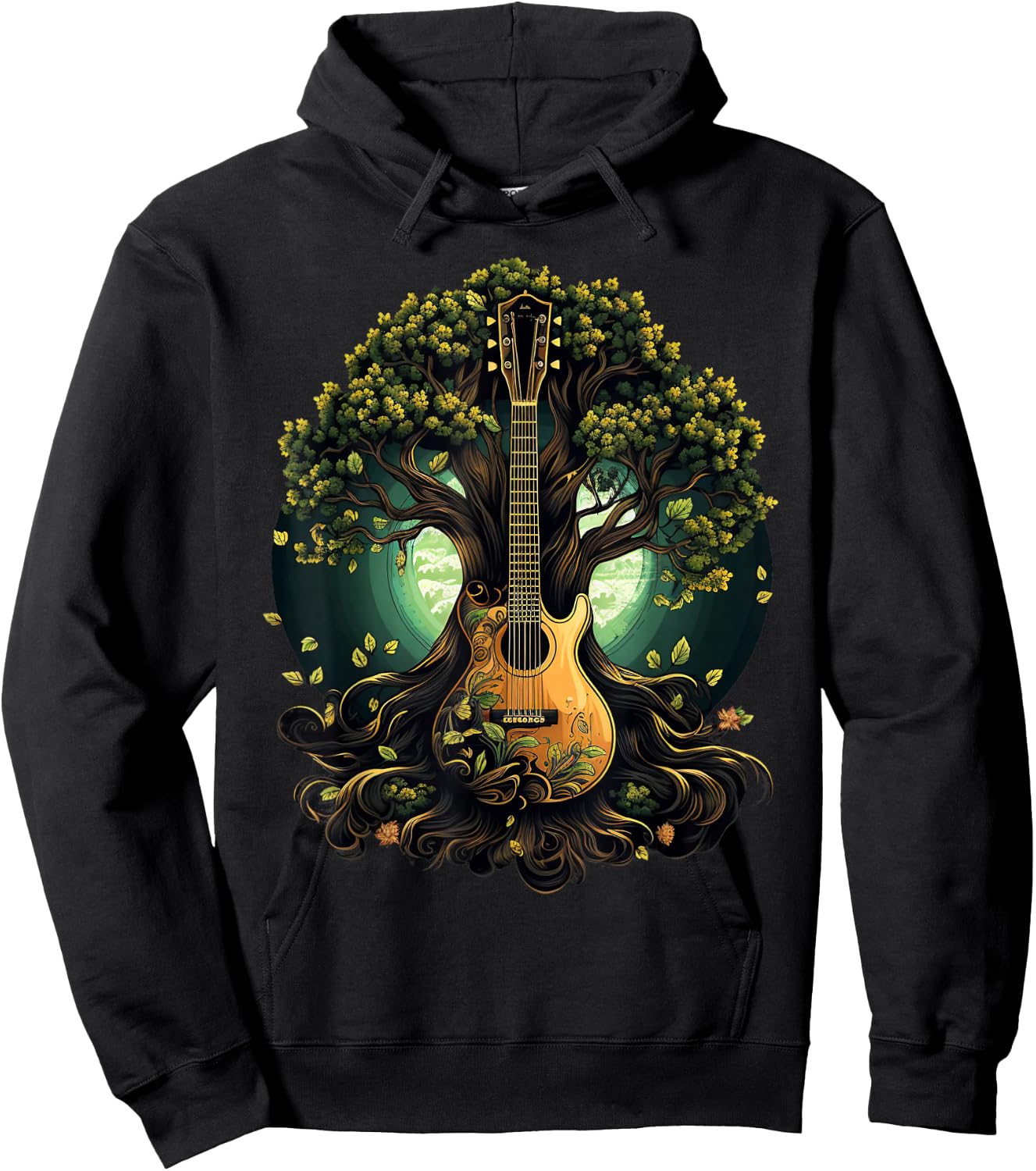 Acoustic Guitar Tree Of Life Hoodie - Hoodie | Black