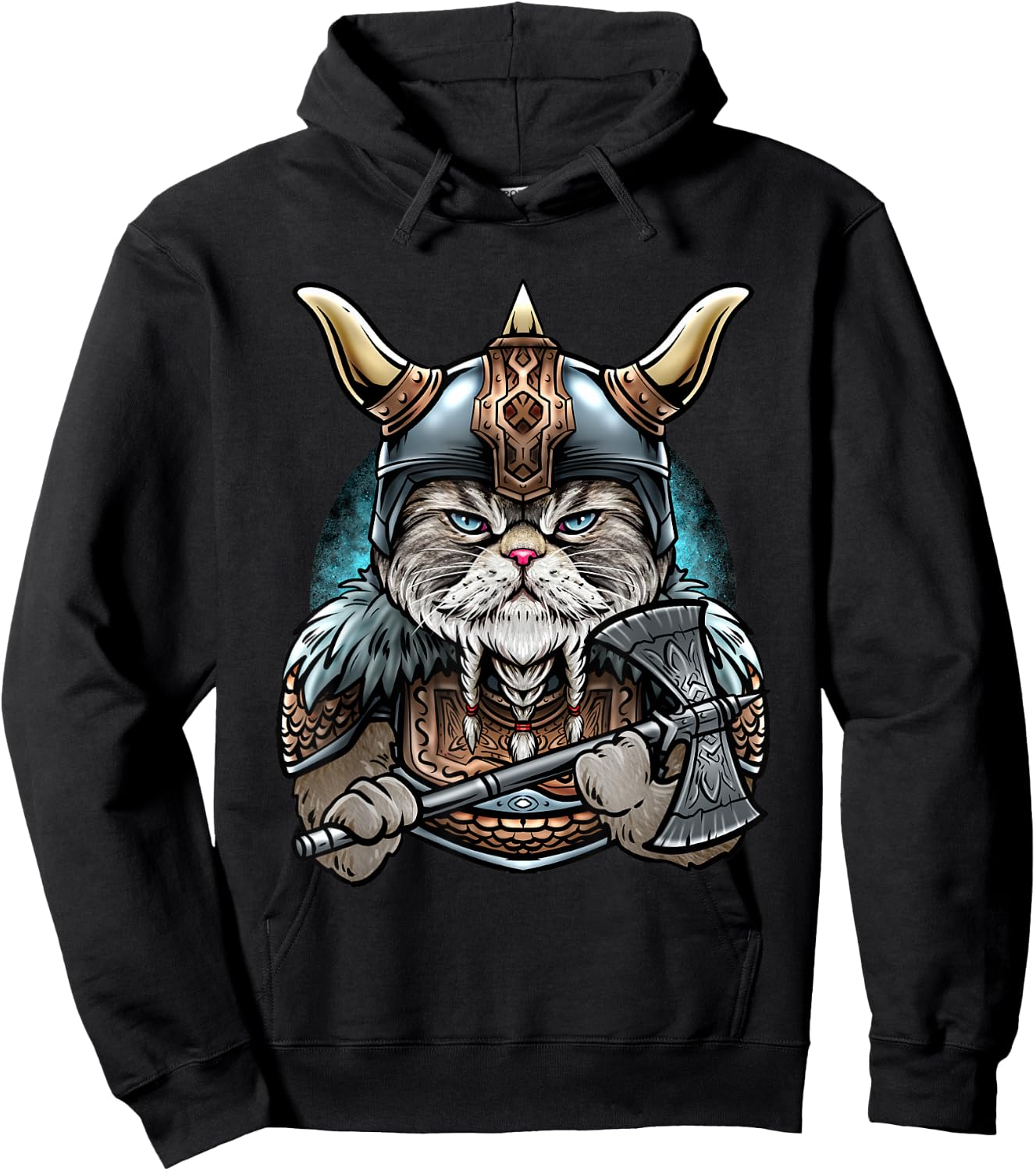 Viking Cat Hoodie - Hoodie | Black