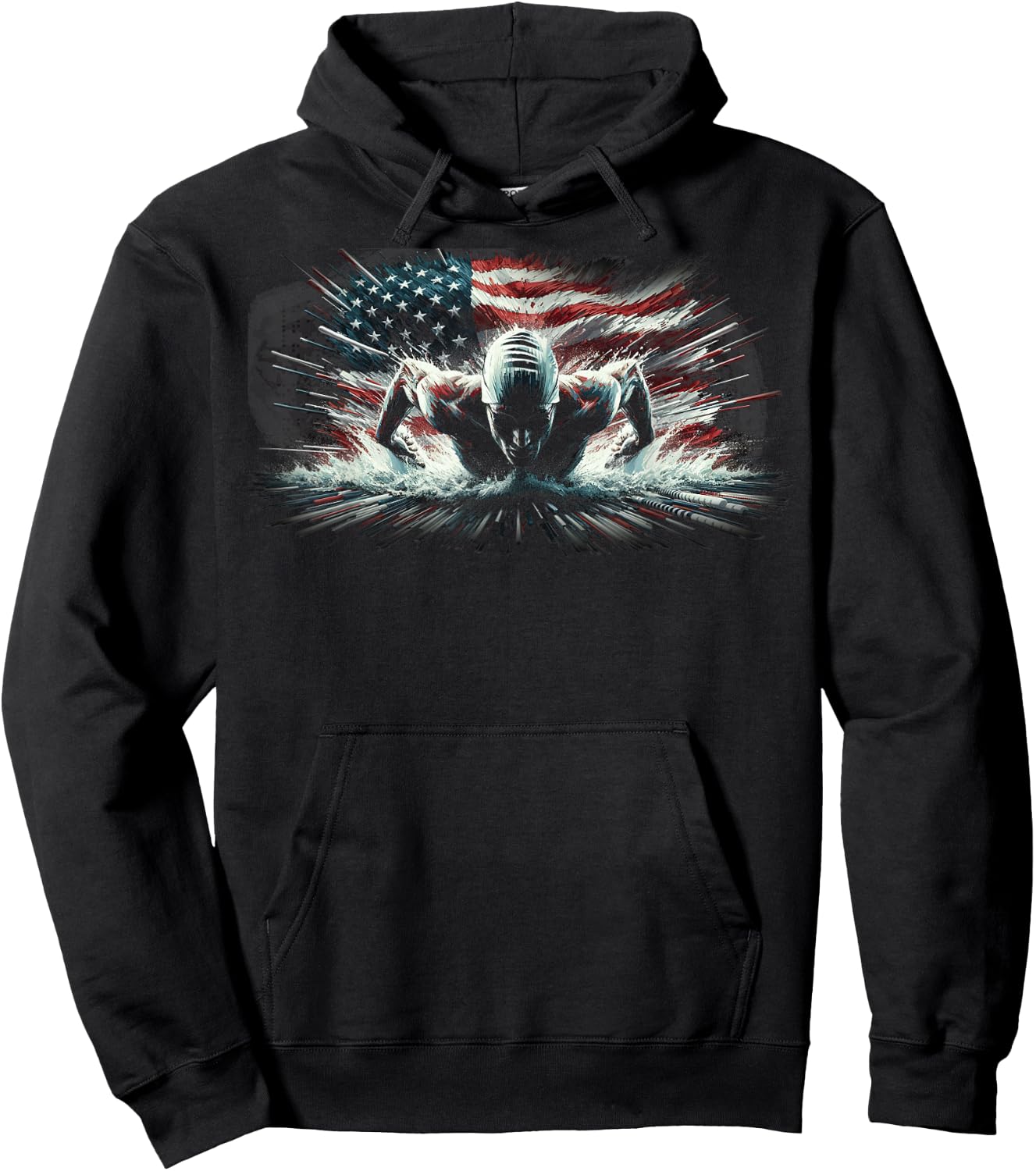 Vintage american flag swim swimmer funny swimming Hoodie - Hoodie | Black