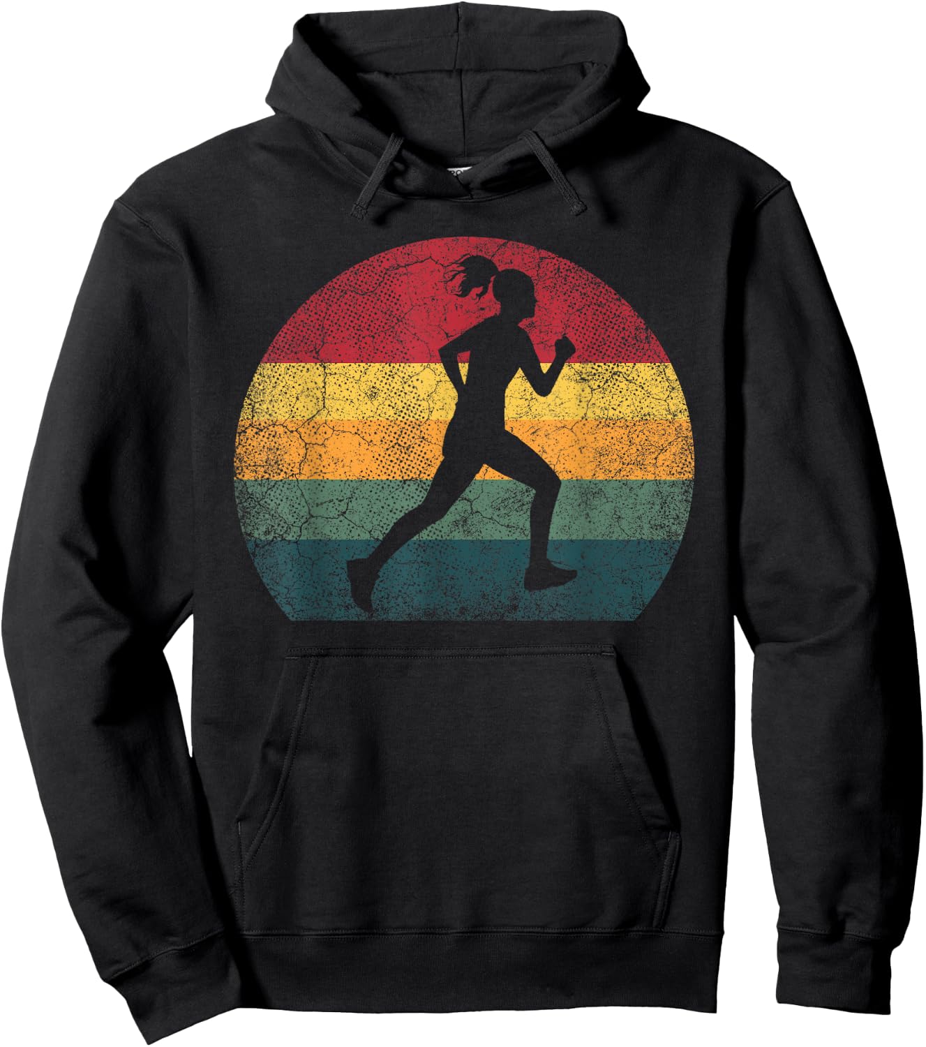 Runner Running Exercise Vintage Retro Style Girl Women Gift Hoodie - Hoodie | Black
