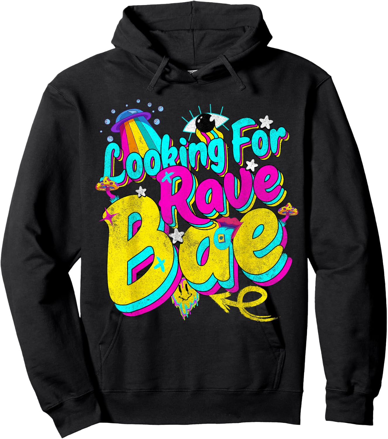 Funny Edc Party Rave Wear Shirts Tops Looking for Rave Bae Hoodie - Hoodie | Black