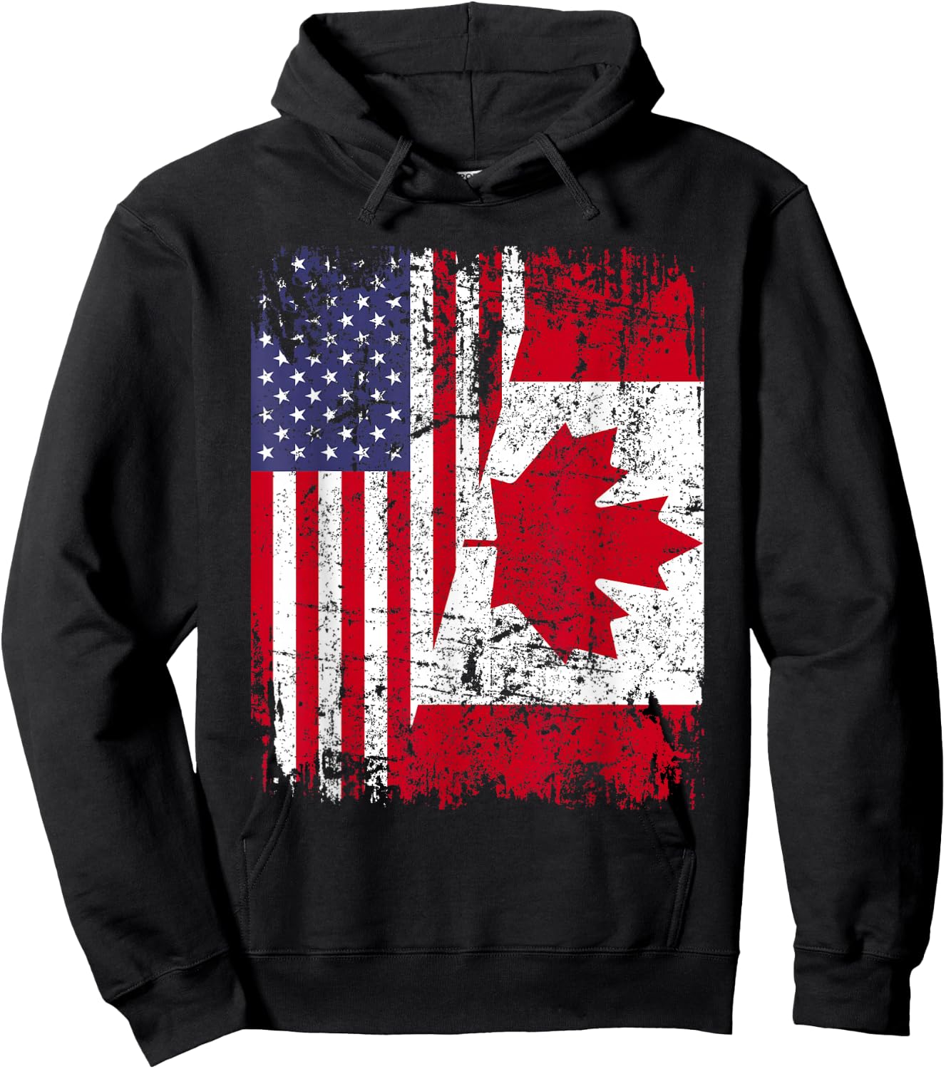 Canadian Roots | Half American Flag | Canada Hoodie - Hoodie | Black