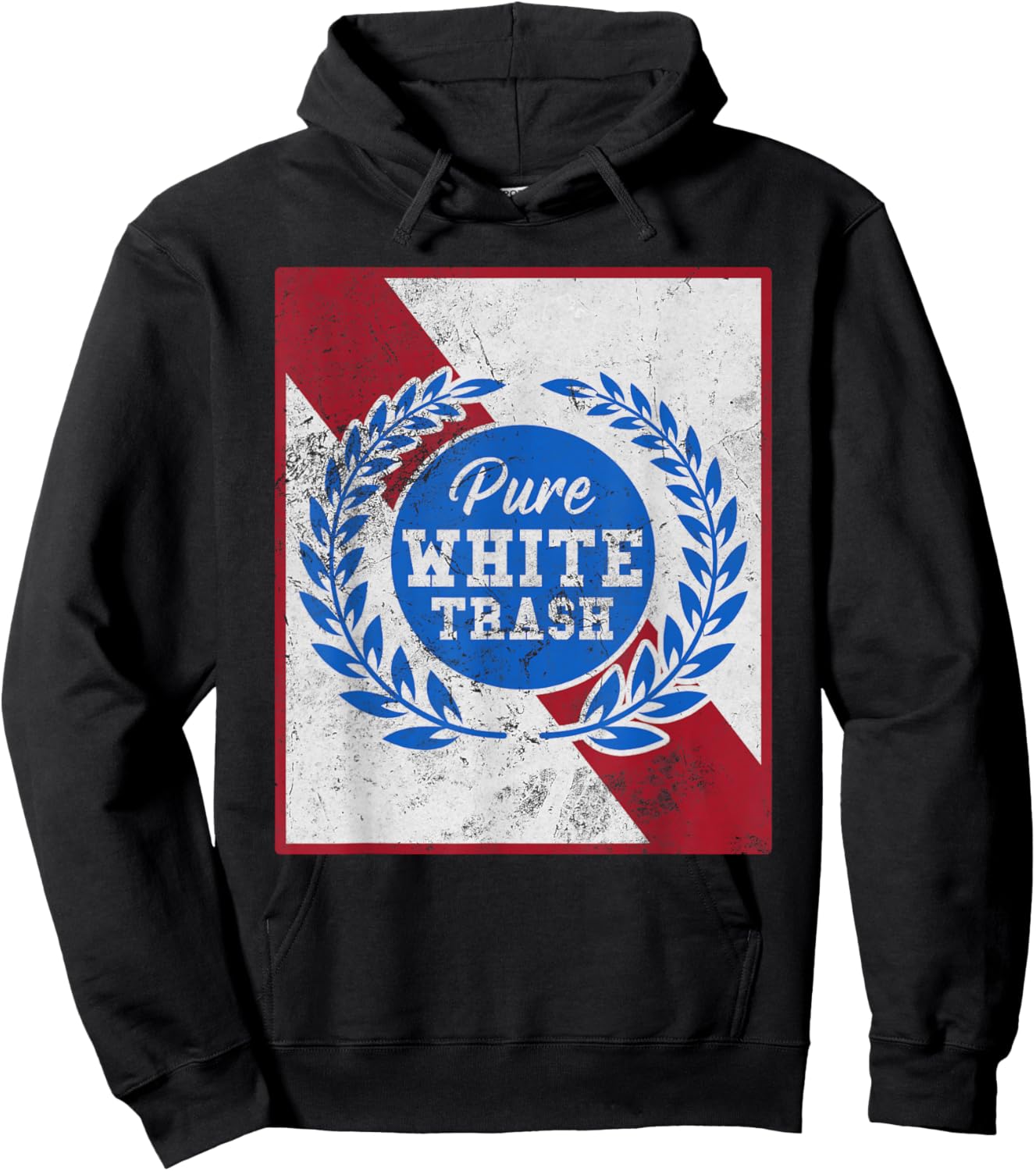 Pure White Trash Funny Redneck Distressed Hoodie - Hoodie | Black