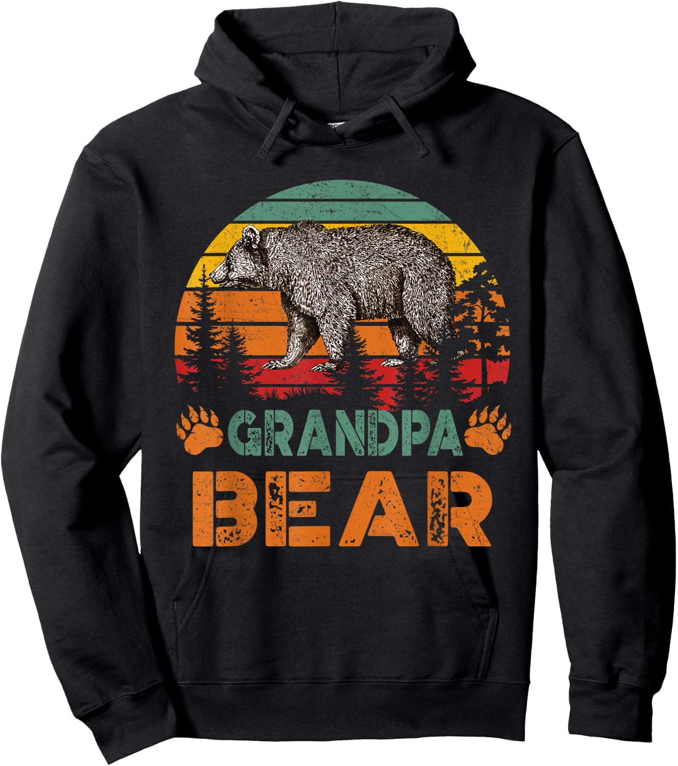 Vintage Grandpa Bear Funny Fathers Day Hoodie - Hoodie | Black