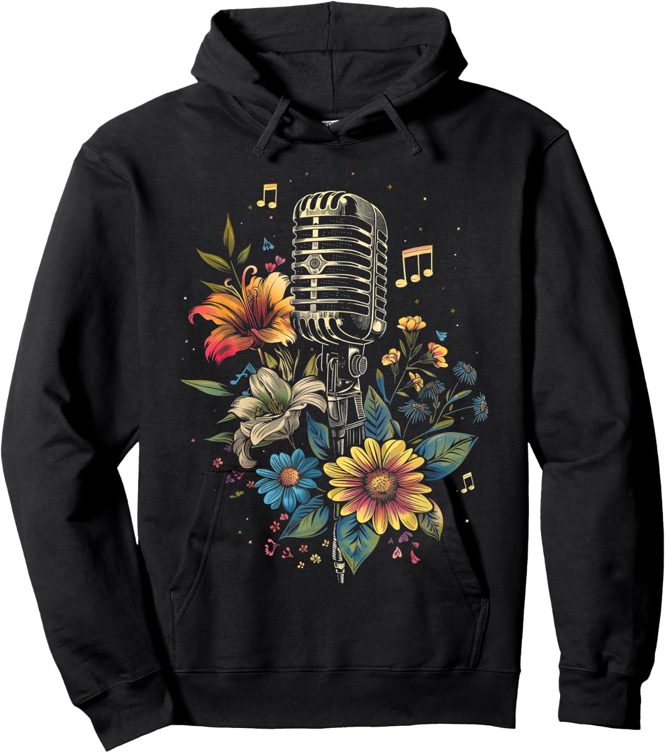 Singer Vintage Microphone Karaoke Vocalist Music Musician Hoodie - Hoodie | Black