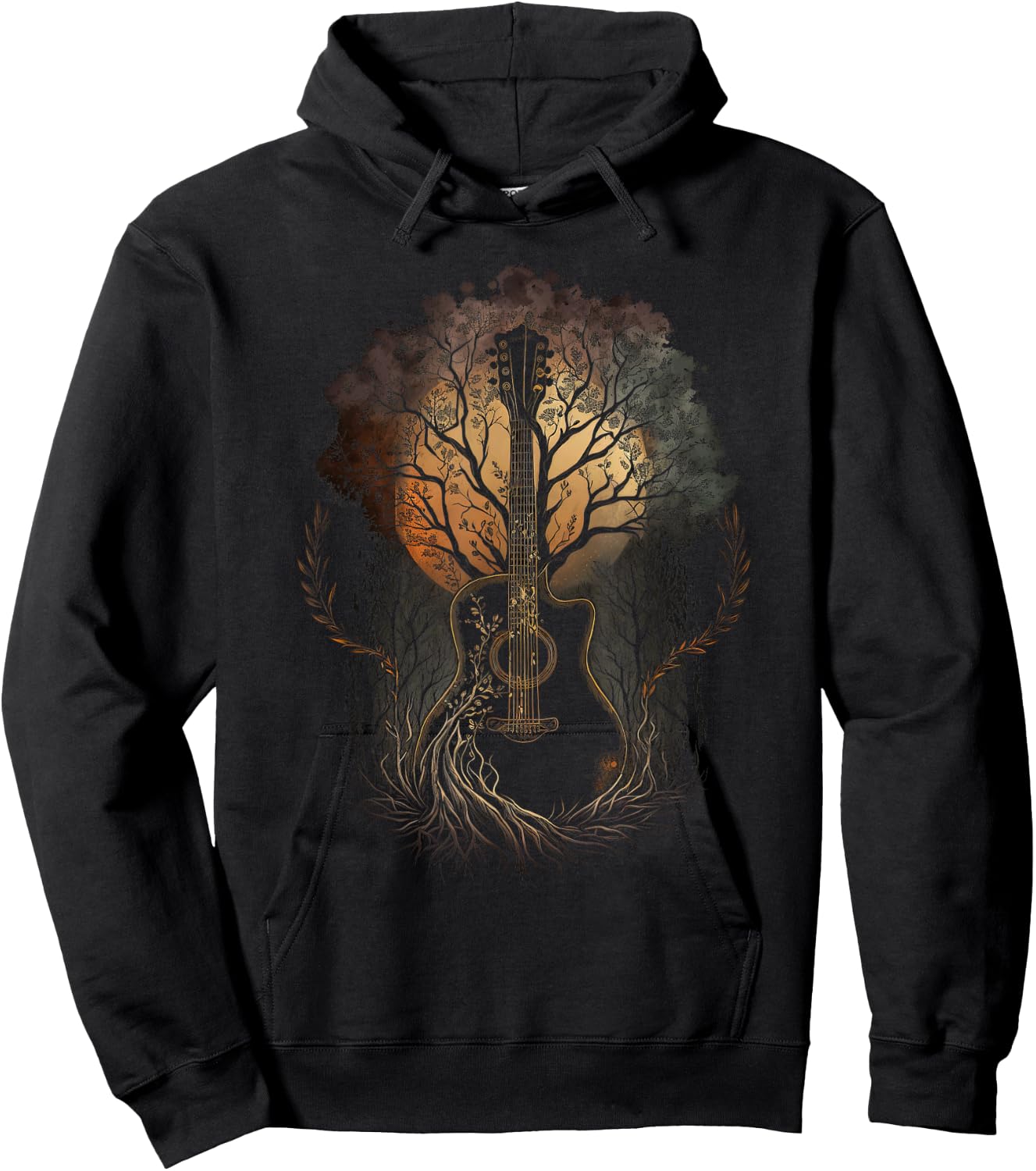 Guitar and Trees Guitars in Nature Plant Guitarist Hoodie - Hoodie | Black