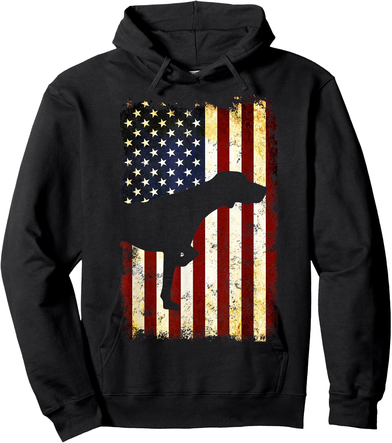 German Shorthaired Pointer Silhouette American Flag Hoodie - Hoodie | Black