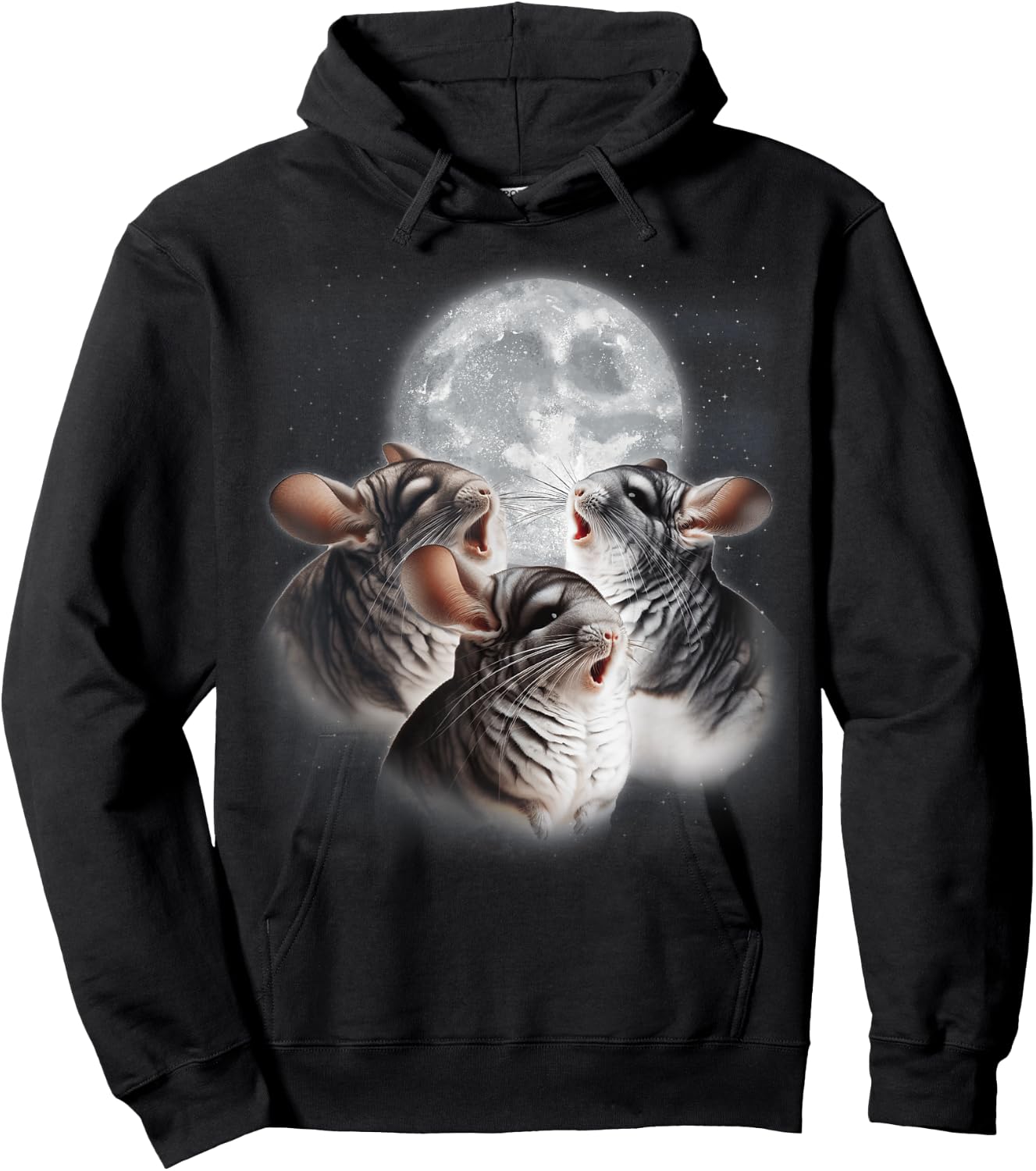 3 Chinchilla Howling At The Moon Funny Chinchilla Lover Kids Hoodie - Hoodie | Black
