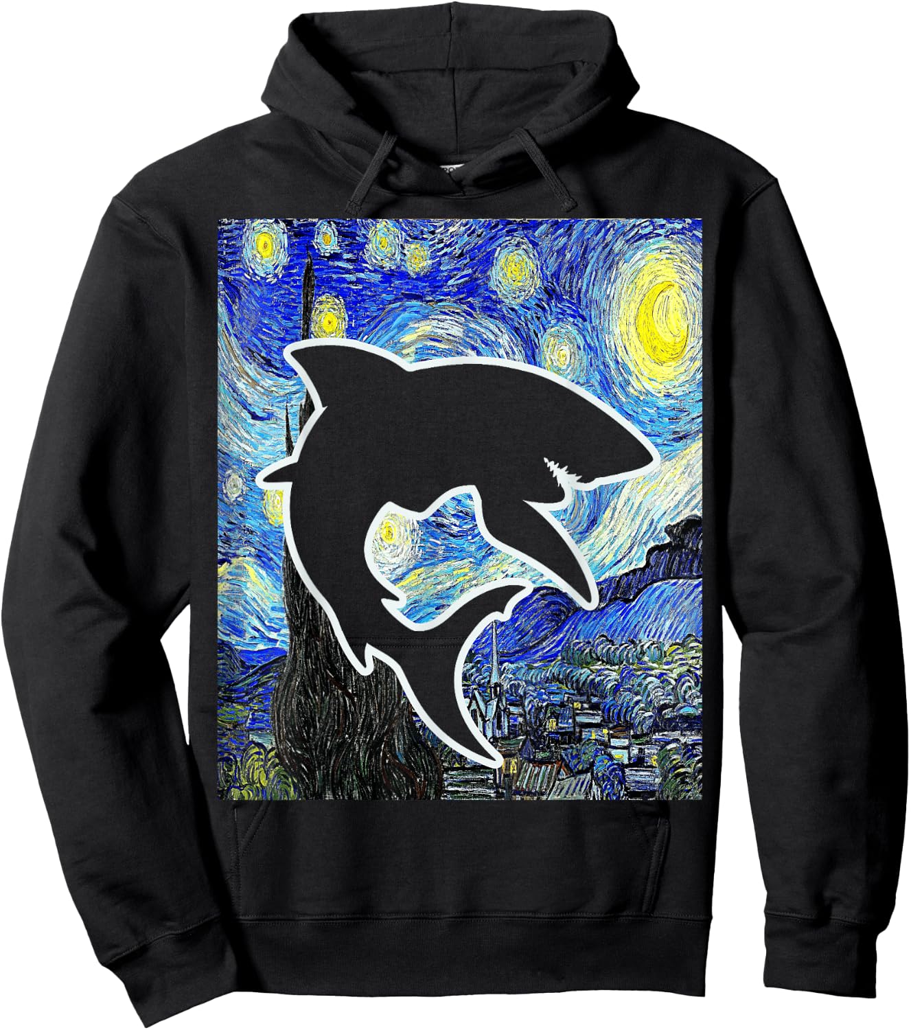 Shark Starry Night Shark Lover Selachimorphaphile Hoodie - Hoodie | Black