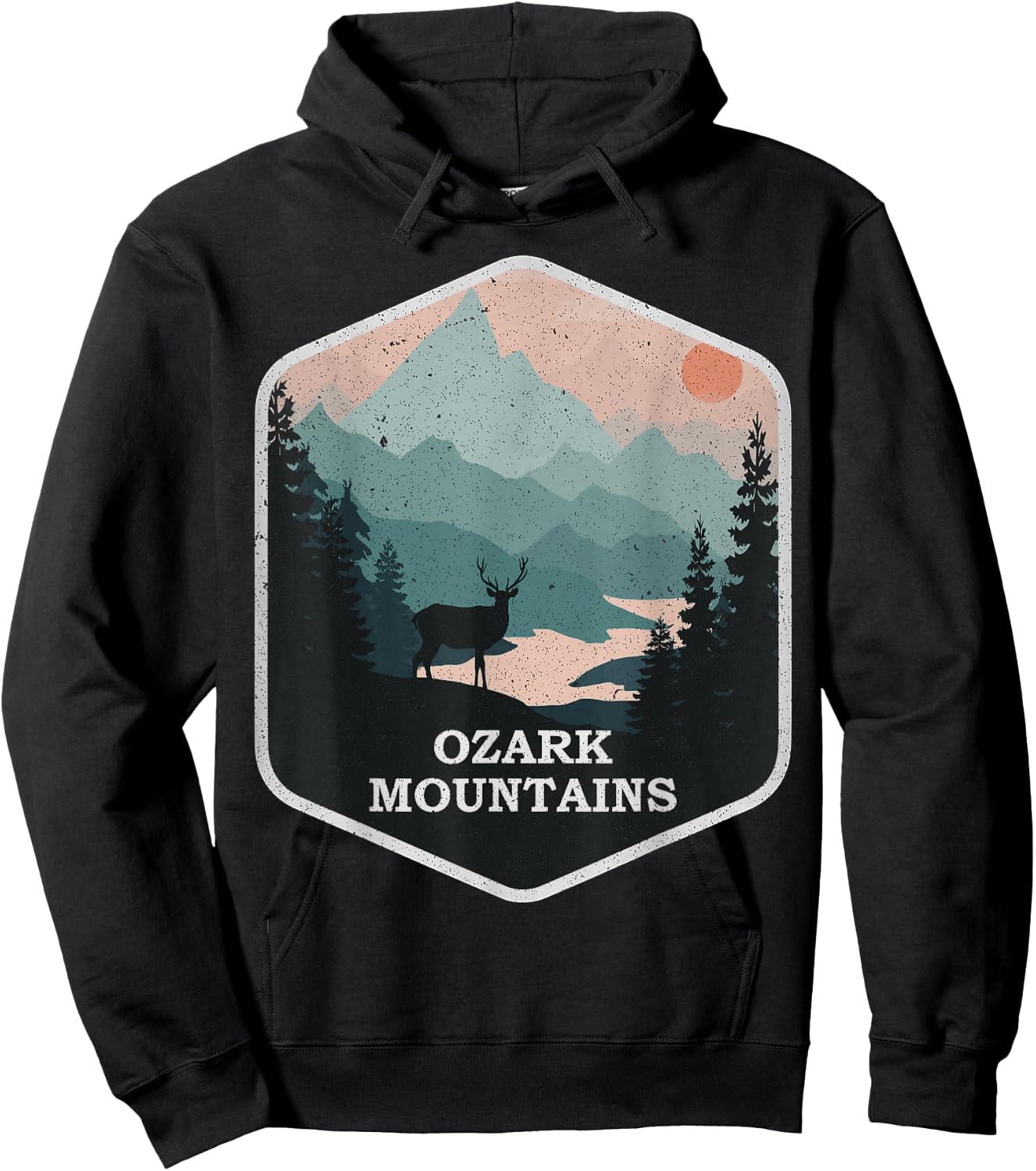 Ozark Mountains Vintage Arkansas AR Hiking Mountains Nature Hoodie - Hoodie | Black