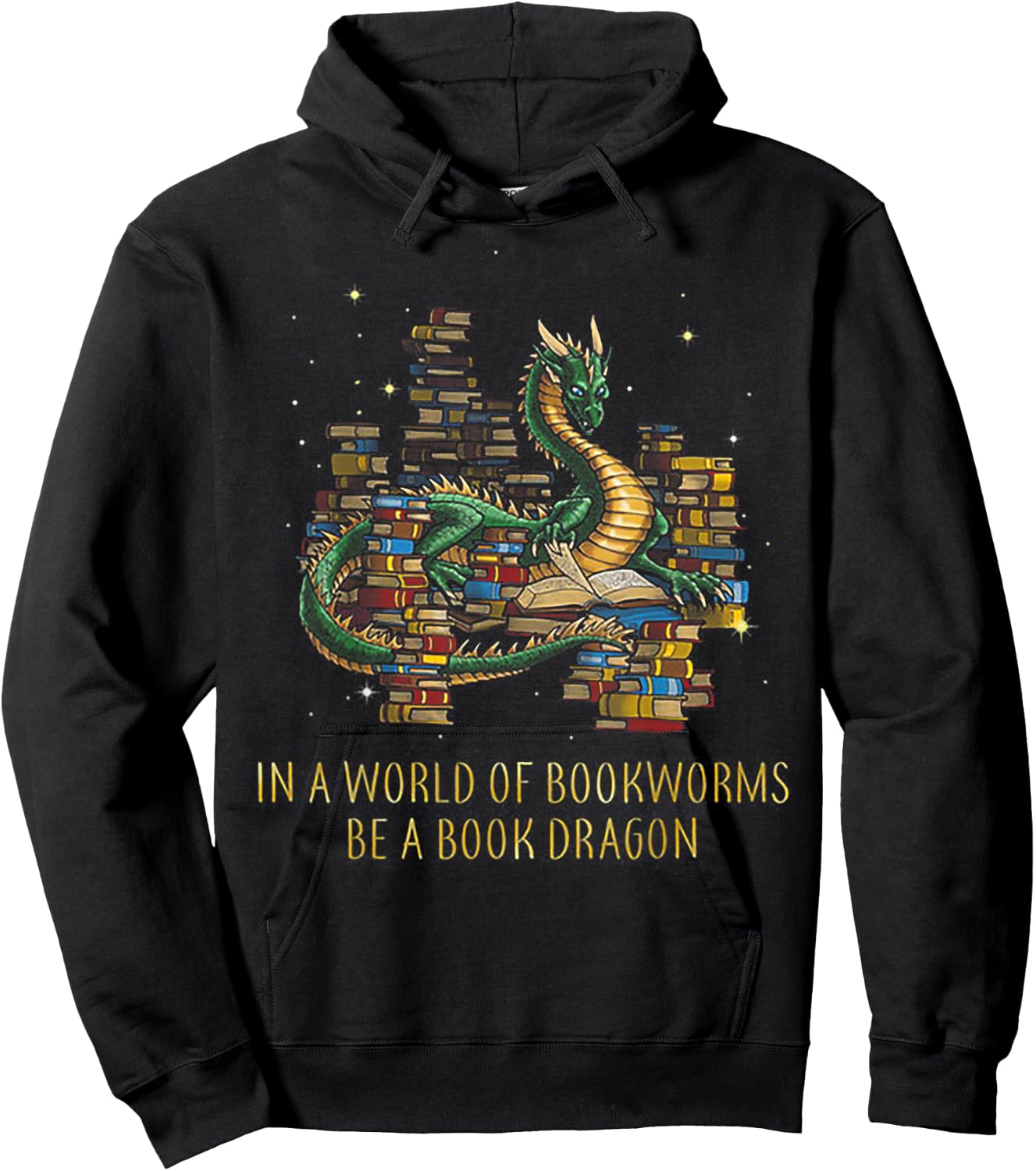 In A World Of Bookworms Be A Book Dragon Funny Gift Hoodie - Hoodie | Black