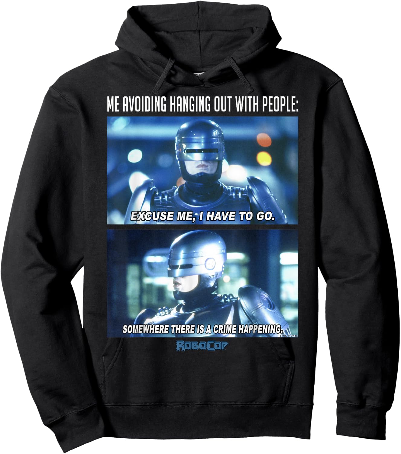 RoboCop Me Avoiding Hanging Out With People Meme Hoodie - Hoodie | Black