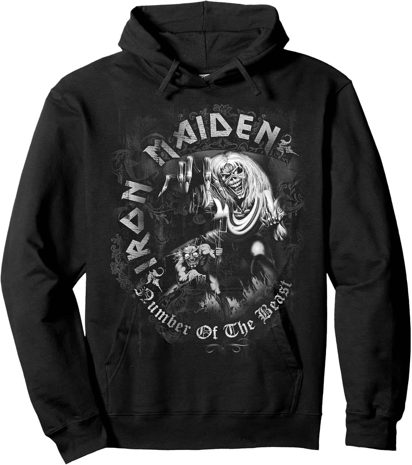 Iron Maiden - Number of the Beast Greyscale Hoodie - Hoodie | Black
