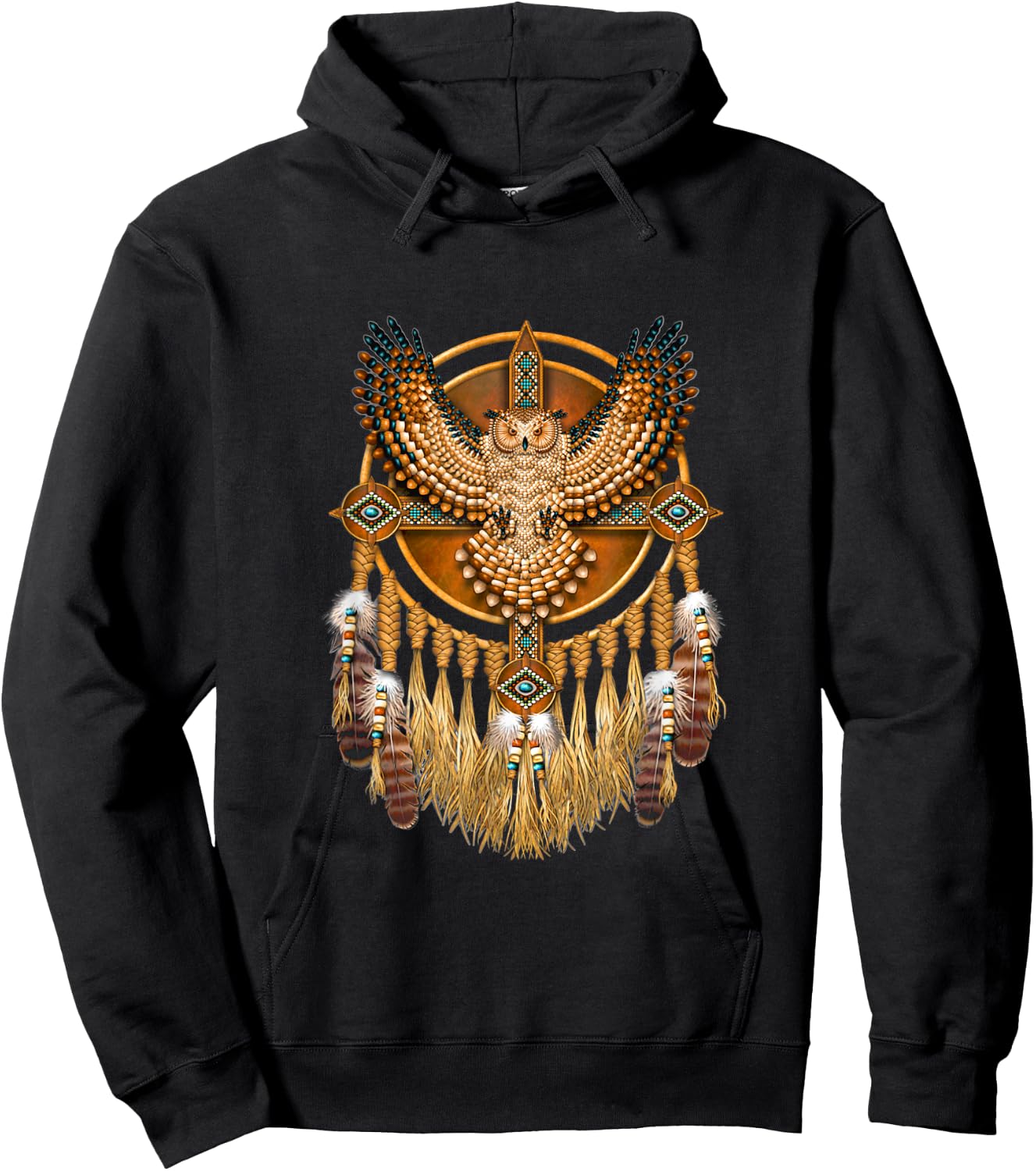 Native American Tribal Art Owl, Mystic owl Hoodie - Hoodie | Black