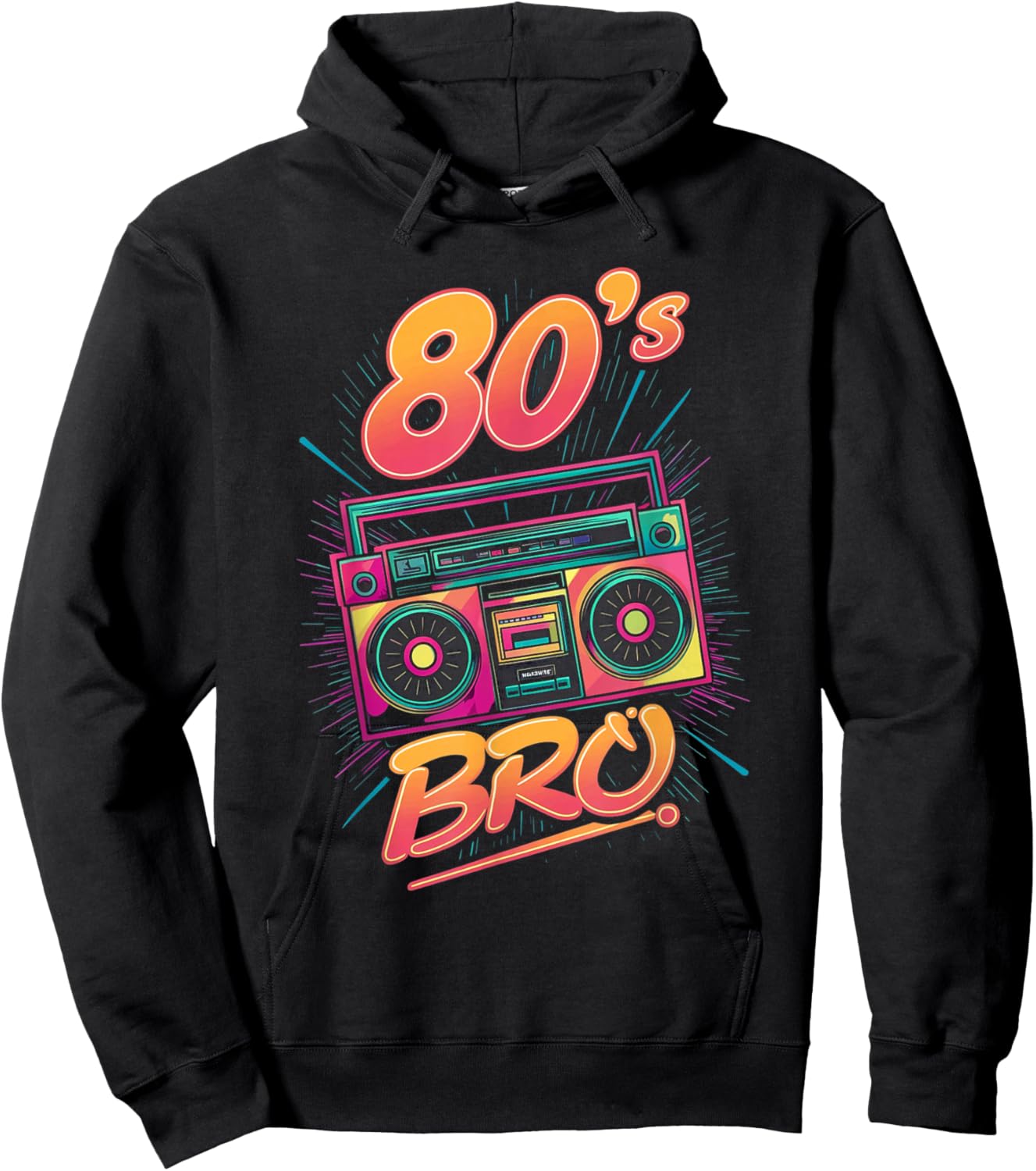 Retro 80s Bro Vintage Cassette Boom Box Hoodie - Hoodie | Black