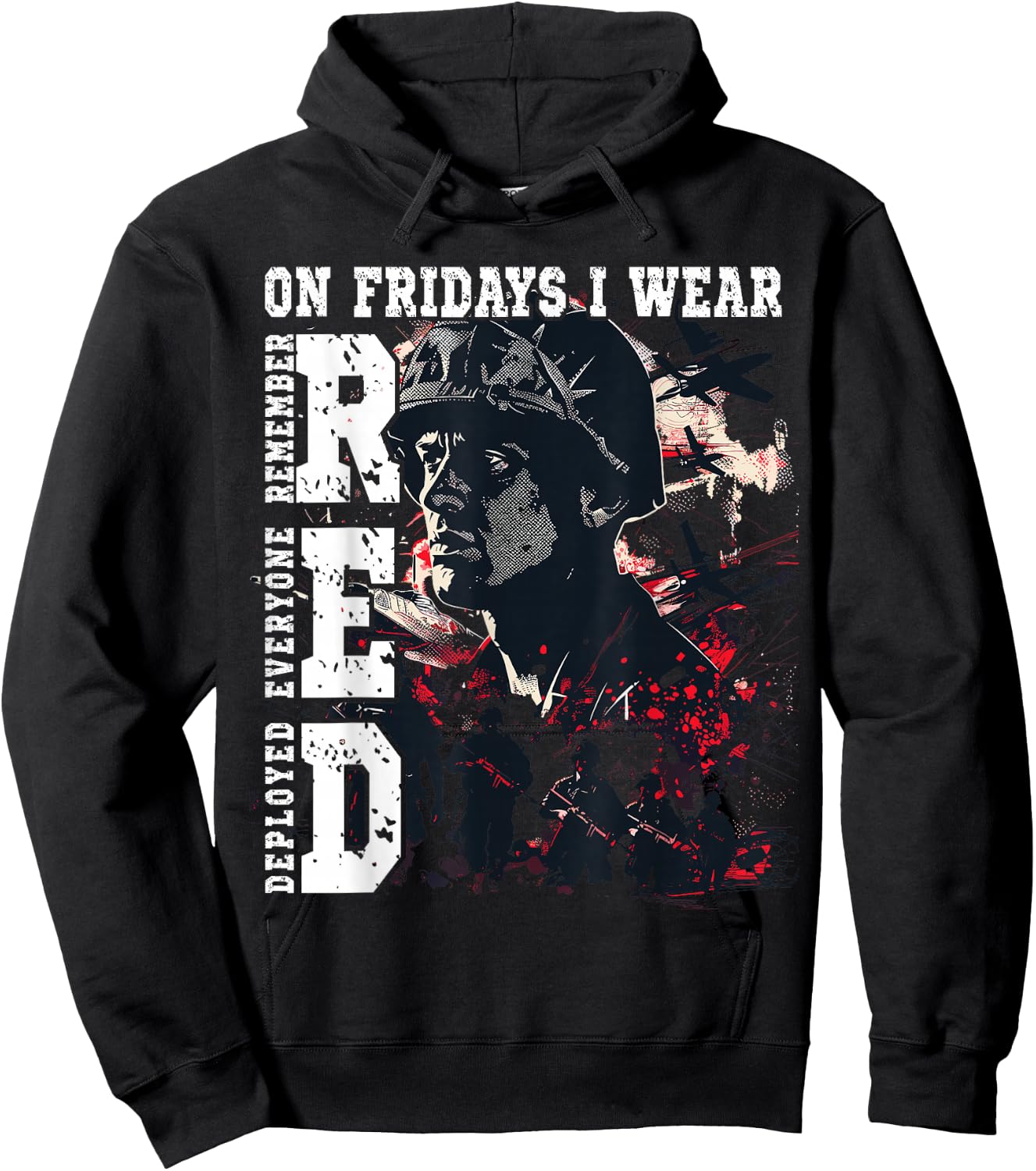 On Fridays I Wear Red USA Support American Troops Hoodie - Hoodie | Black