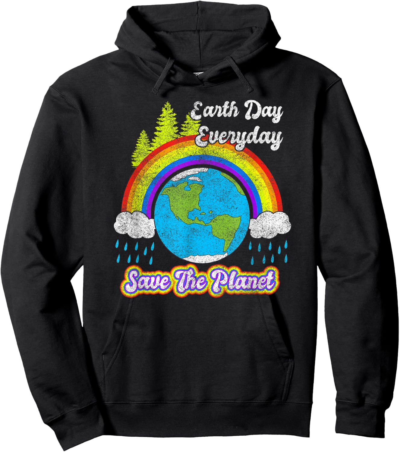 Save The Planet Vintage Rainbow 2021 Earth Day Everyday Hoodie - Hoodie | Black