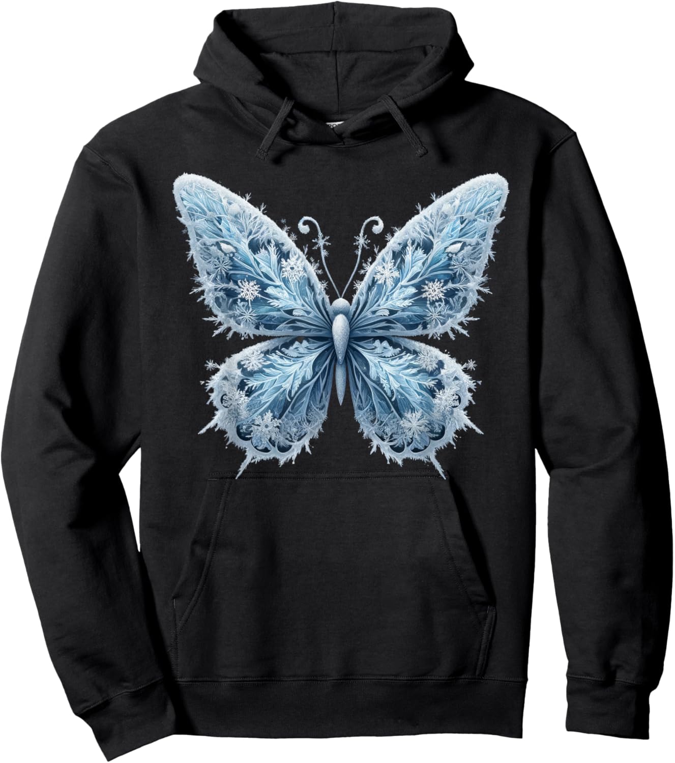 Ice Snow Flakes Butterfly Beautiful Butterflies Hoodie - Hoodie | Black