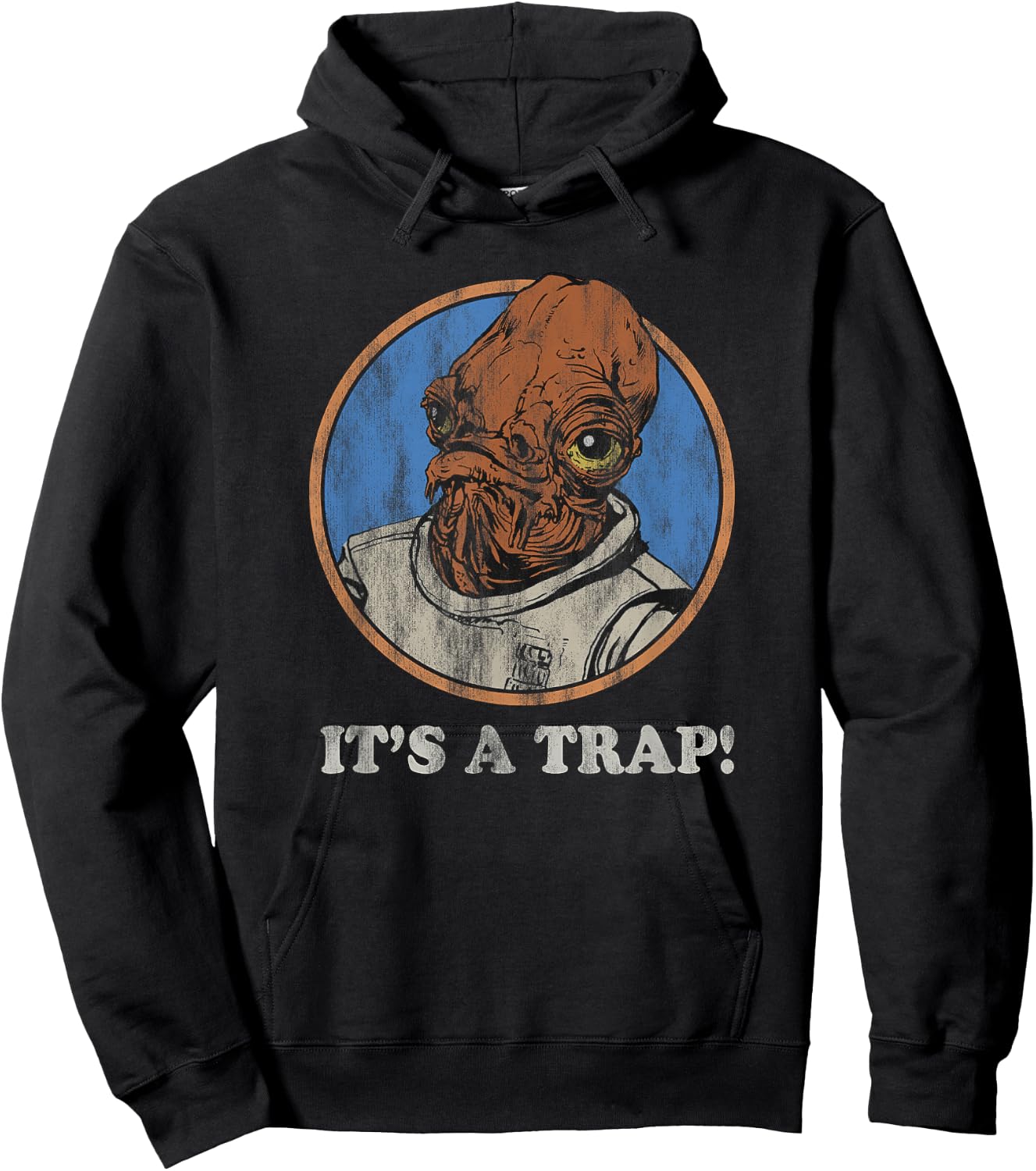 Star Wars Admiral Ackbar It's A Trap Distressed Hoodie - Hoodie | Black