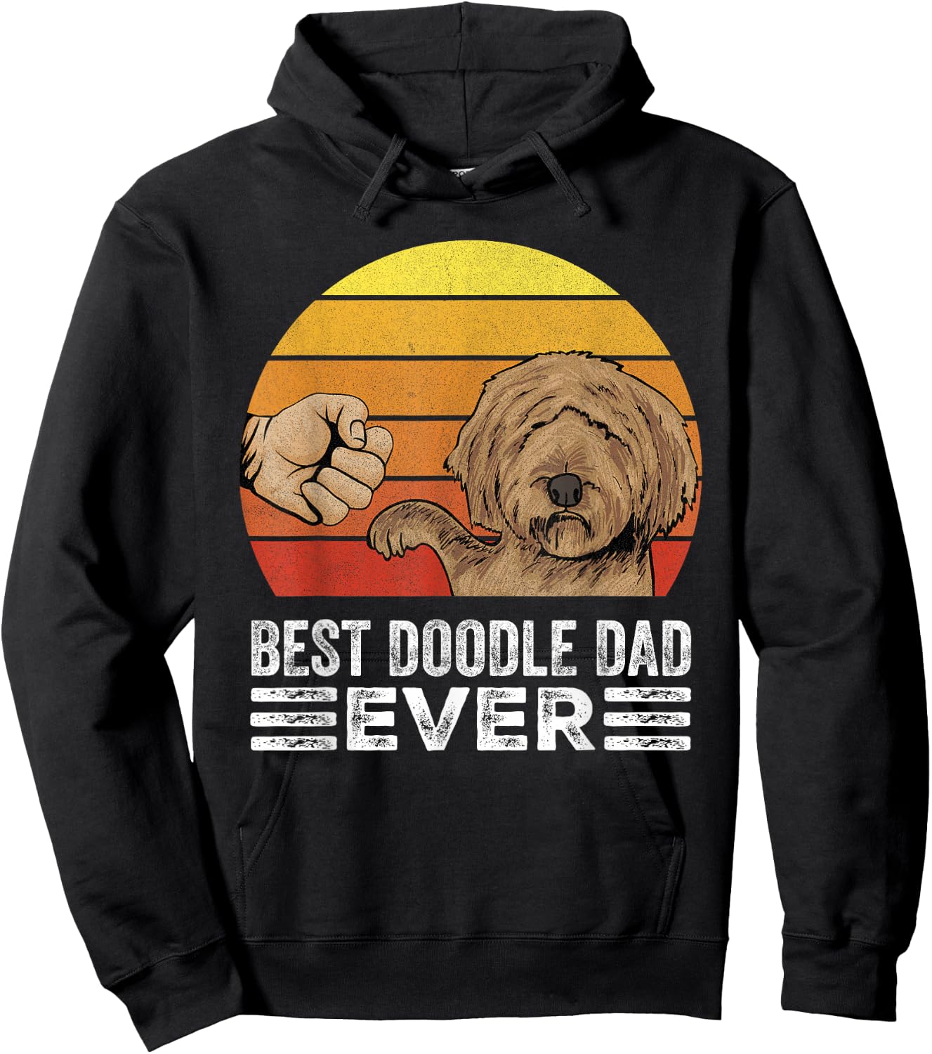 Retro Best Doodle Dad Ever Shirt Vintage Goldendoodle Dad Hoodie - Hoodie | Black