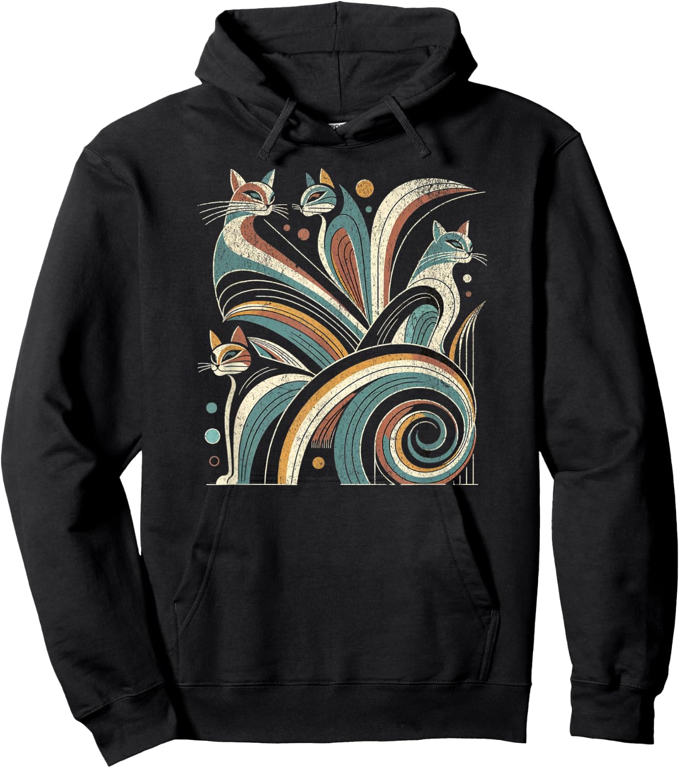 Vintage Retro Mid-Century Modern Look Cats 50s 60s Style Hoodie - Hoodie | Black