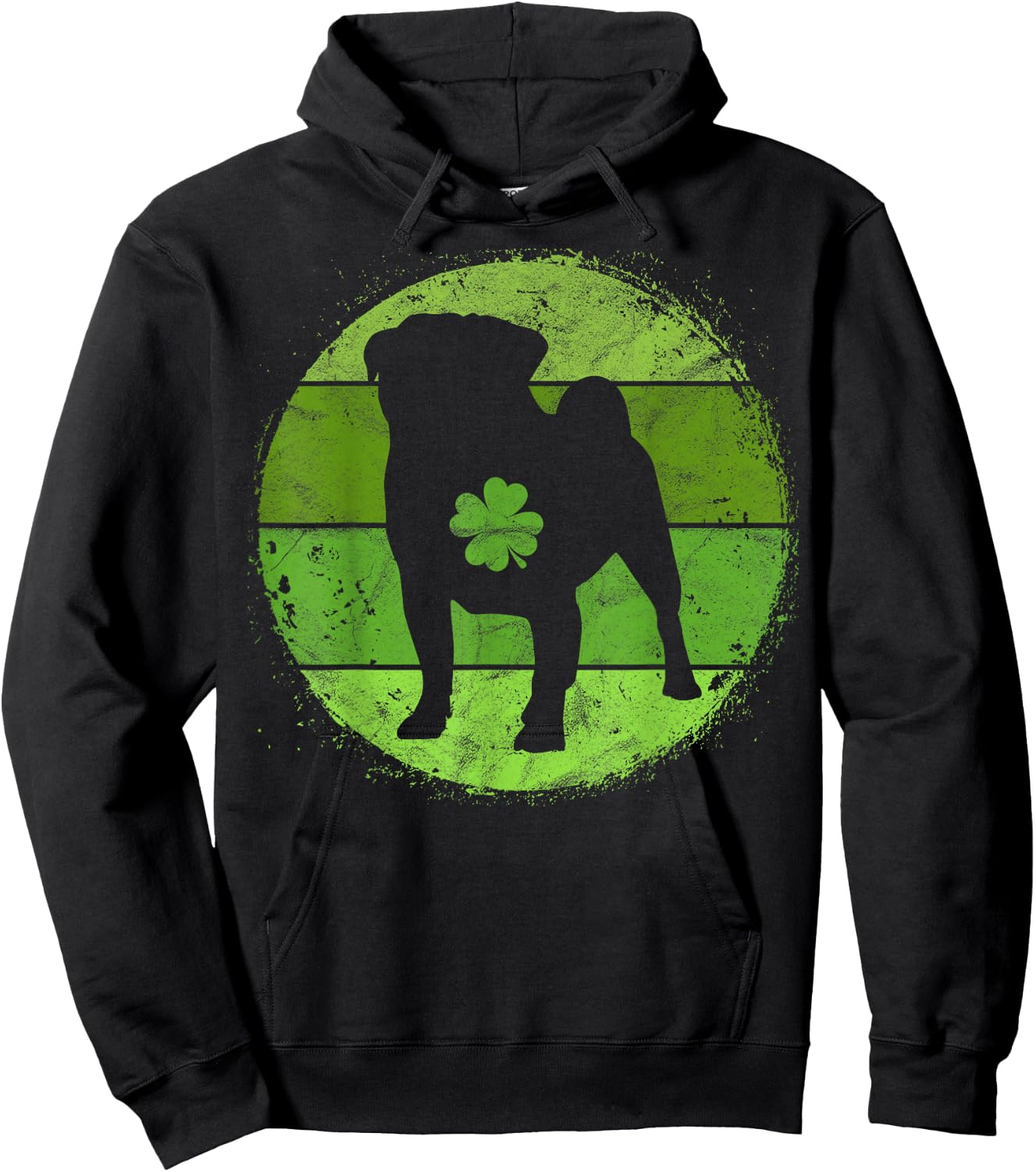 Circular Pug Irish Shamrock Puggle Dog St Patrick's Day Women Kids Hoodie - Hoodie | Black