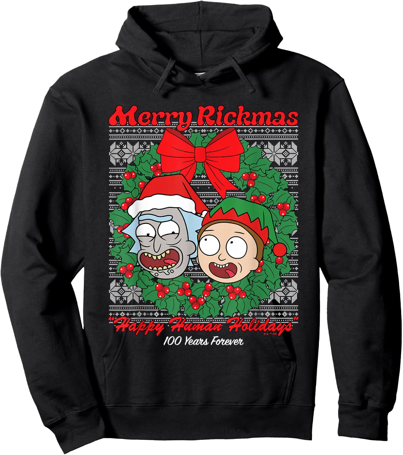 Rick and Morty Merry Rickmas Ugly Christmas Hoodie - Hoodie | Black