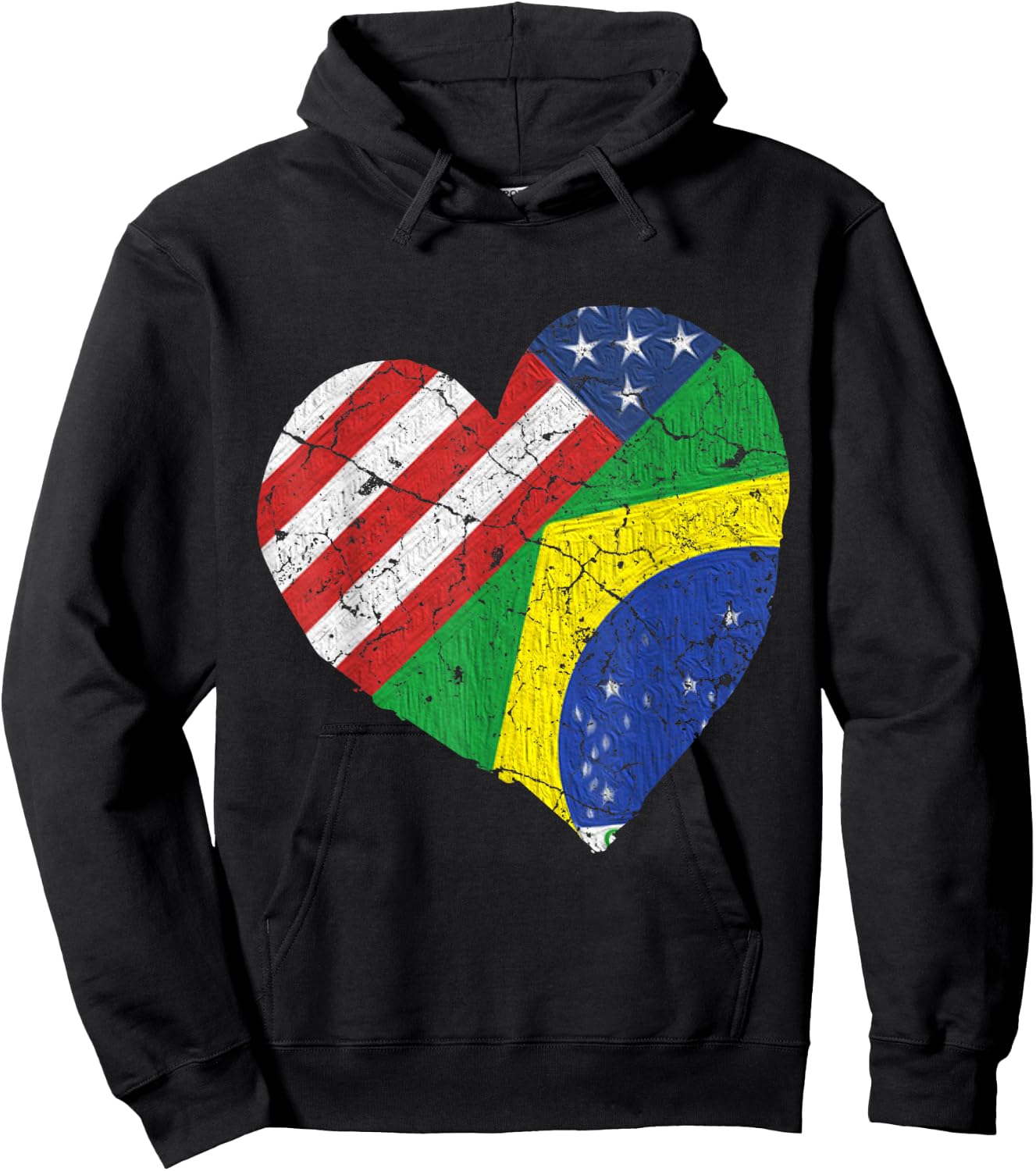 Half Brazilian Half American Flag Brazil USA Pride Hoodie - Hoodie | Black
