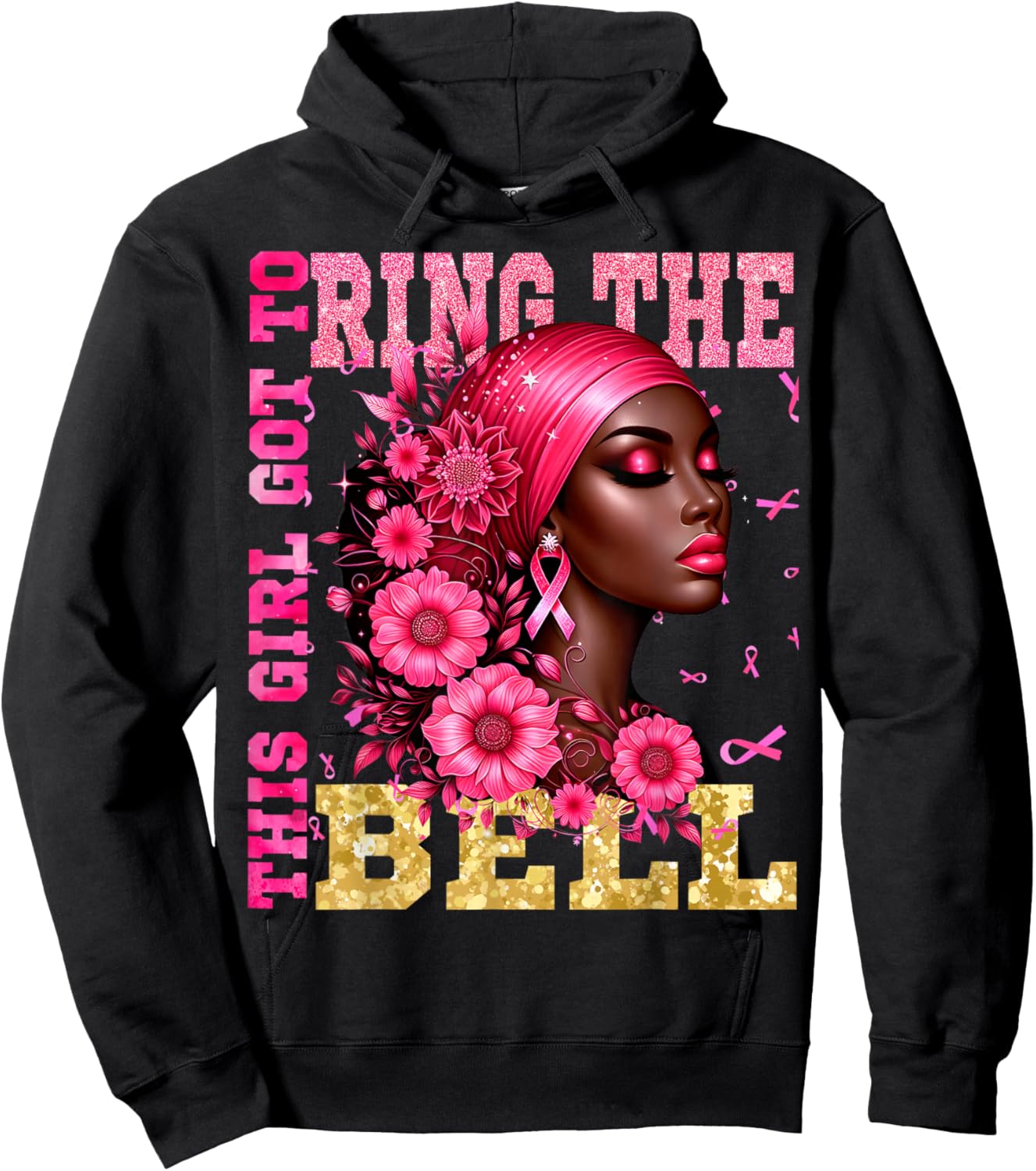Breast Cancer Awareness Chemo This Girl Got to Ring the Bell Hoodie - Hoodie | Black