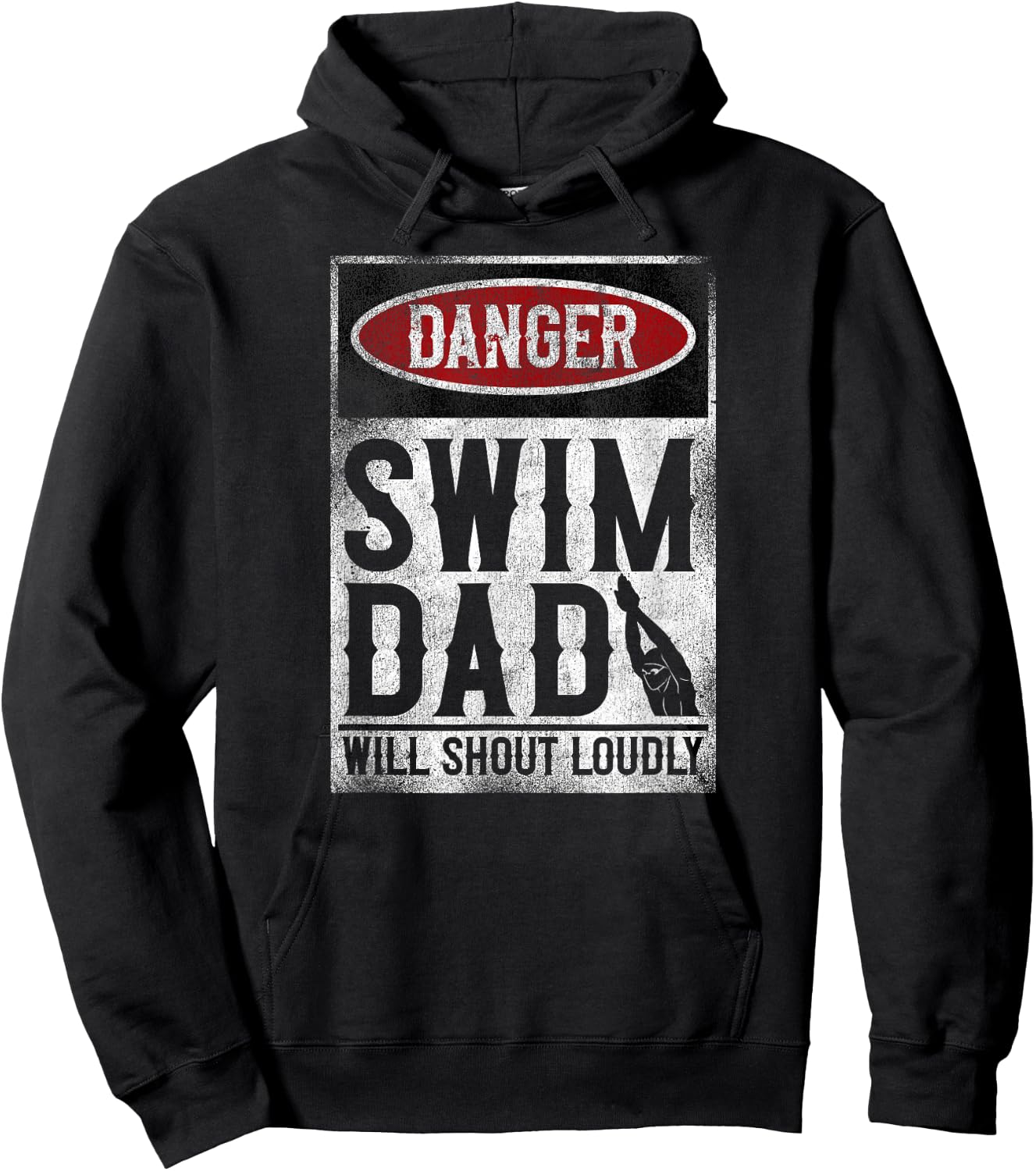Swimming Swimmer DANGER Swim Dad Hoodie - Hoodie | Black