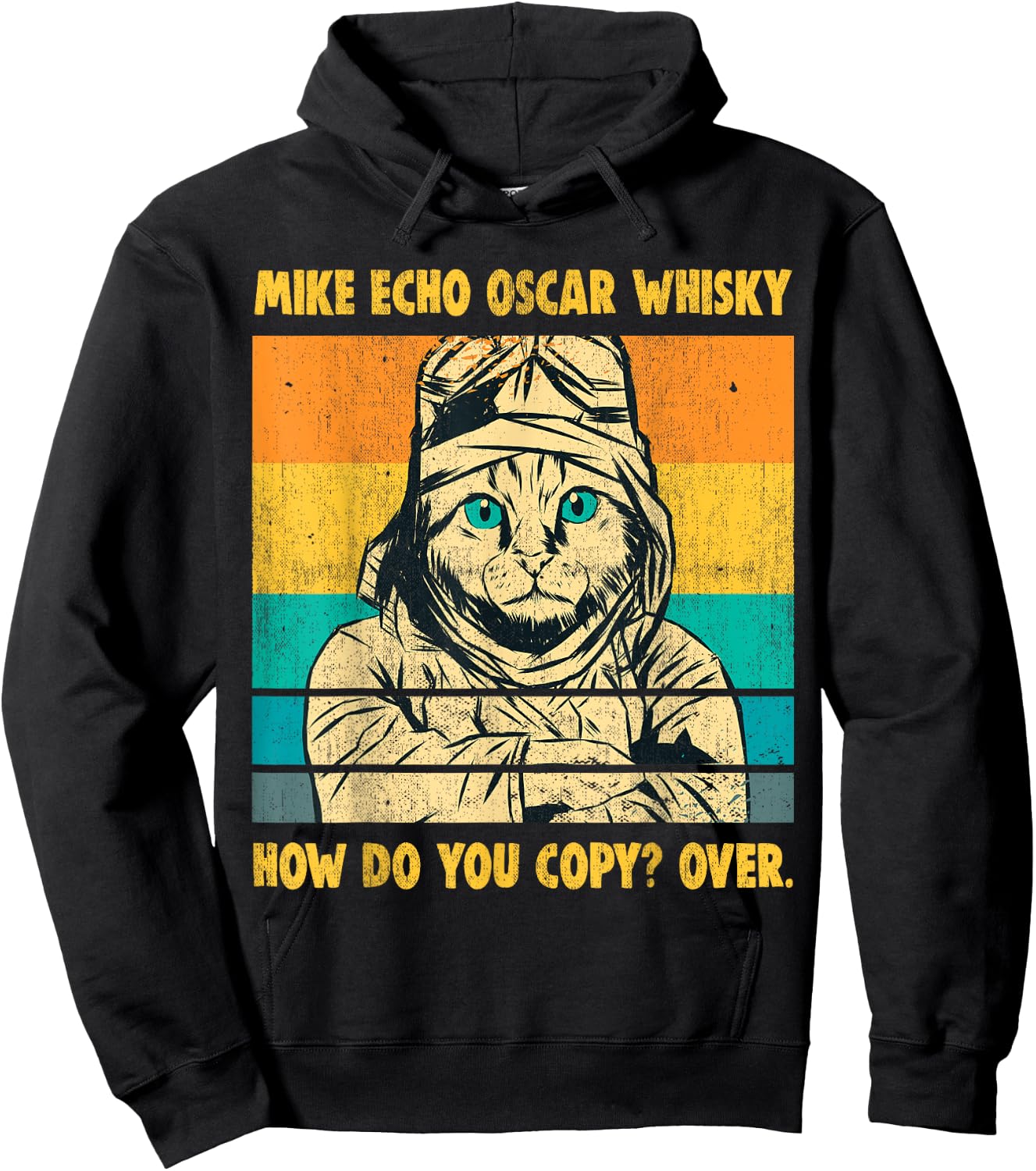 Mike Echo Oscar Whisky Flying Cat Pilot MEOW Cat Owners Gift Women Hoodie - Hoodie | Black