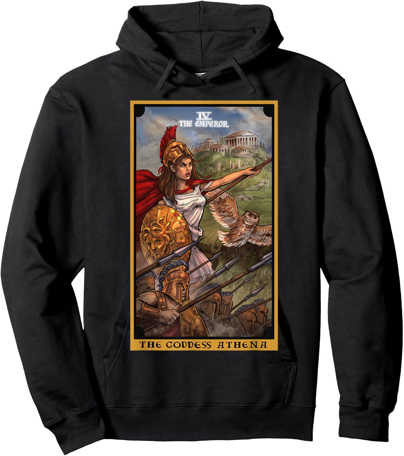 The Goddess Athena The Emperor Tarot Card Greek Mythology Hoodie - Hoodie | Black