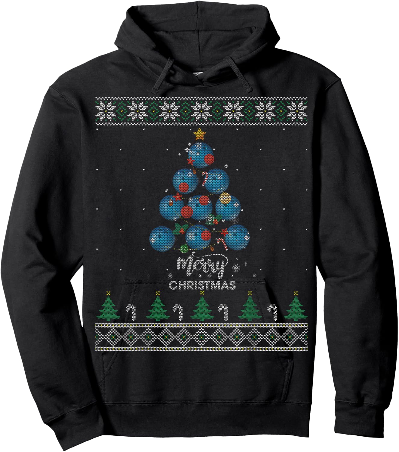 Bowling Christmas Tree Xmas Gift Bowling Lovers Hoodie - Hoodie | Black
