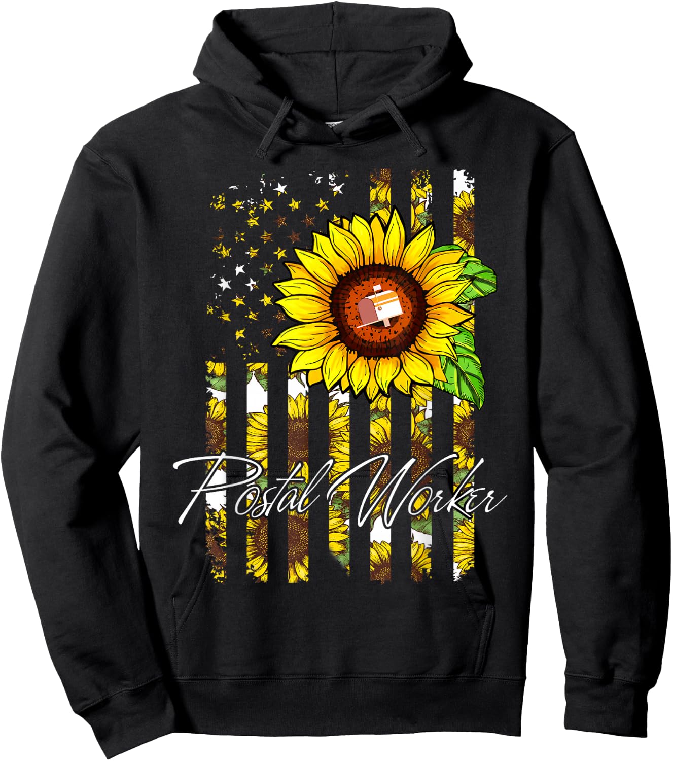 Postal Worker Sunflower Funny Gifts Hoodie - Hoodie | Black