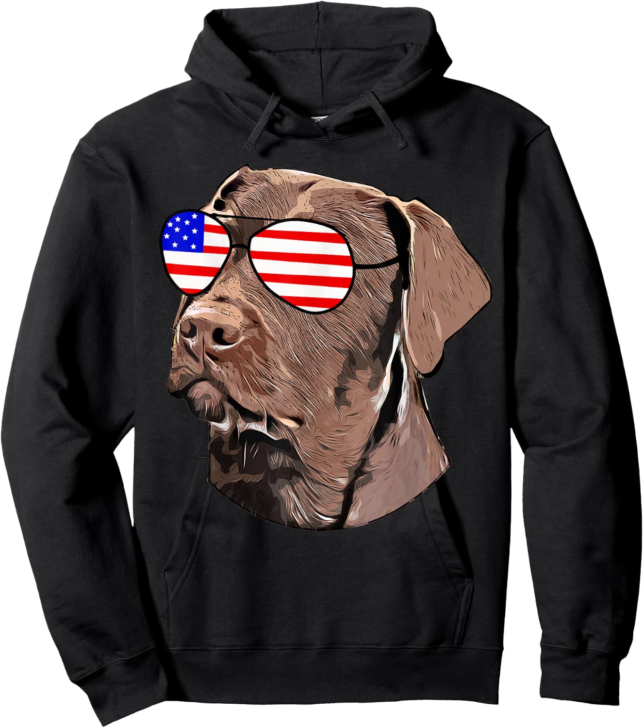 Chocolate Lab Gifts American Flag Sunglasses Dog Lover Gifts Hoodie - Hoodie | Black
