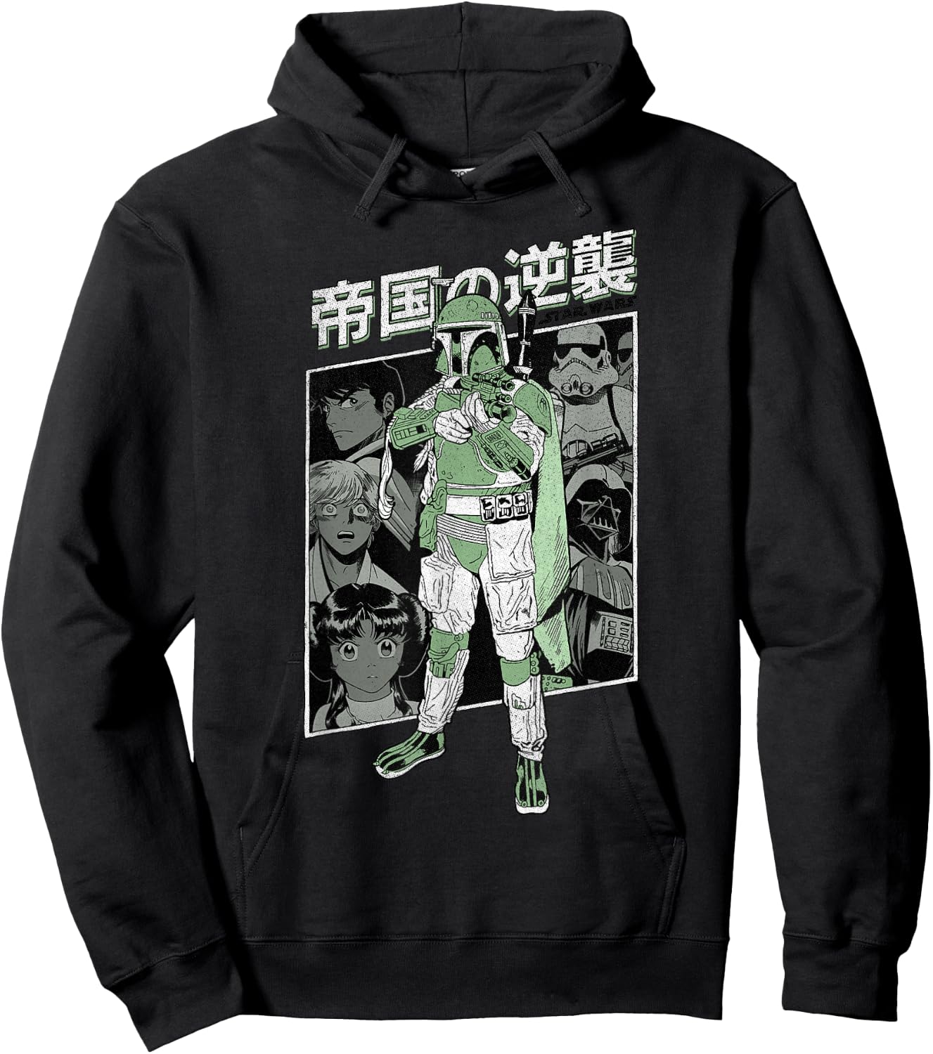 Star Wars Boba Fett Kanji Anime Poster Hoodie - Hoodie | Black
