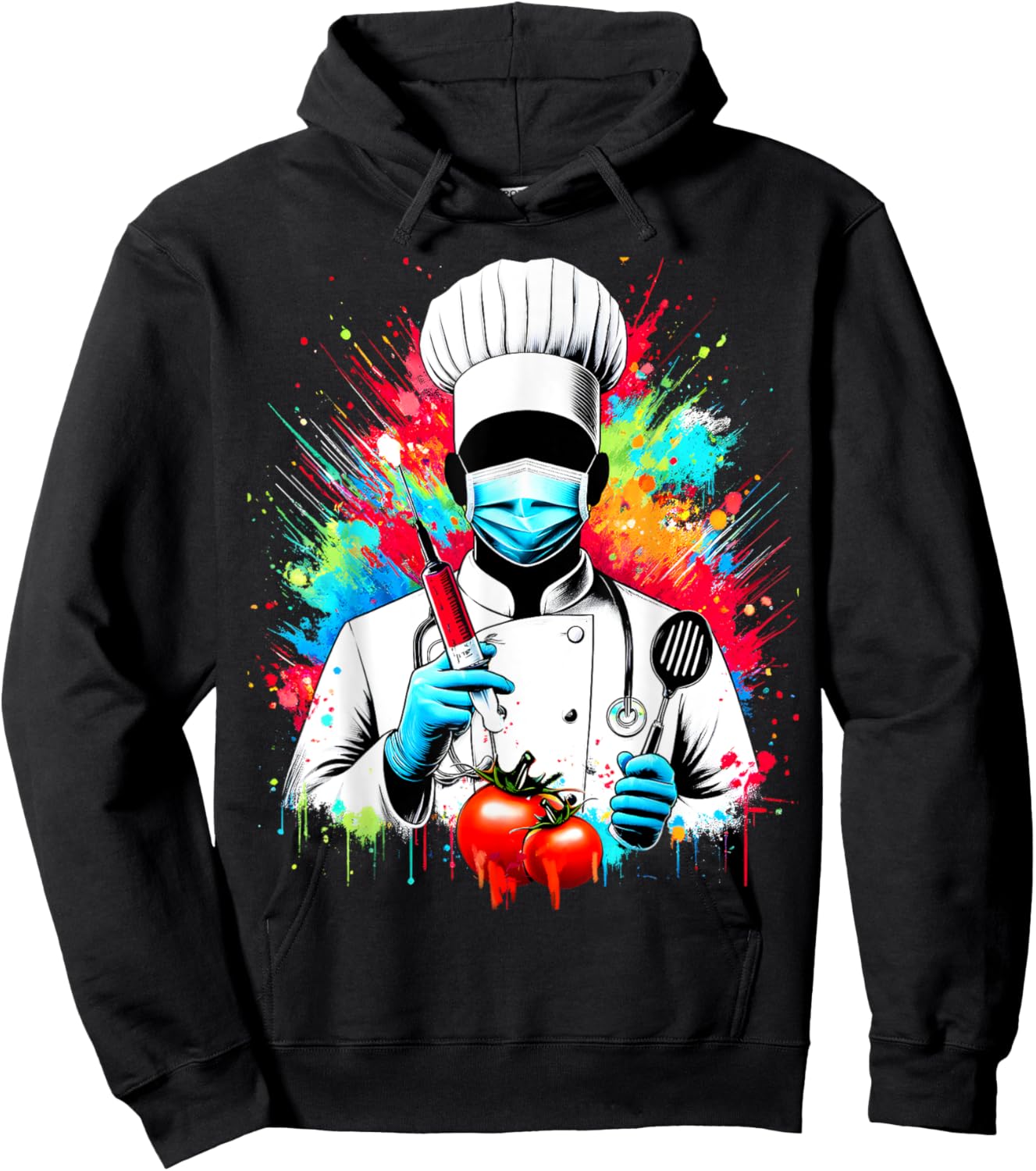Funny Colorful Chef Doctor Splash Artwork - Cooking Lovers Hoodie - Hoodie | Black