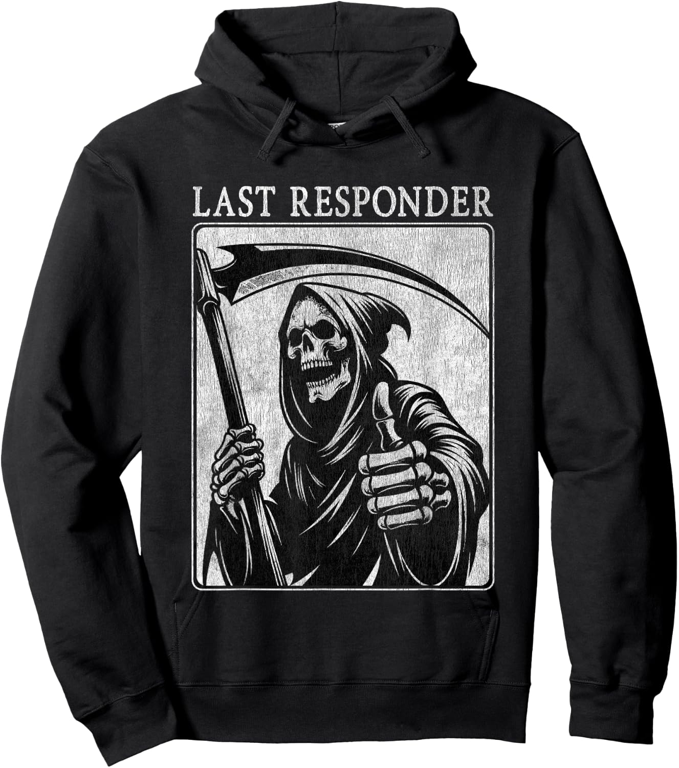 Last Responder Grim Reaper Distressed Hoodie - Hoodie | Black
