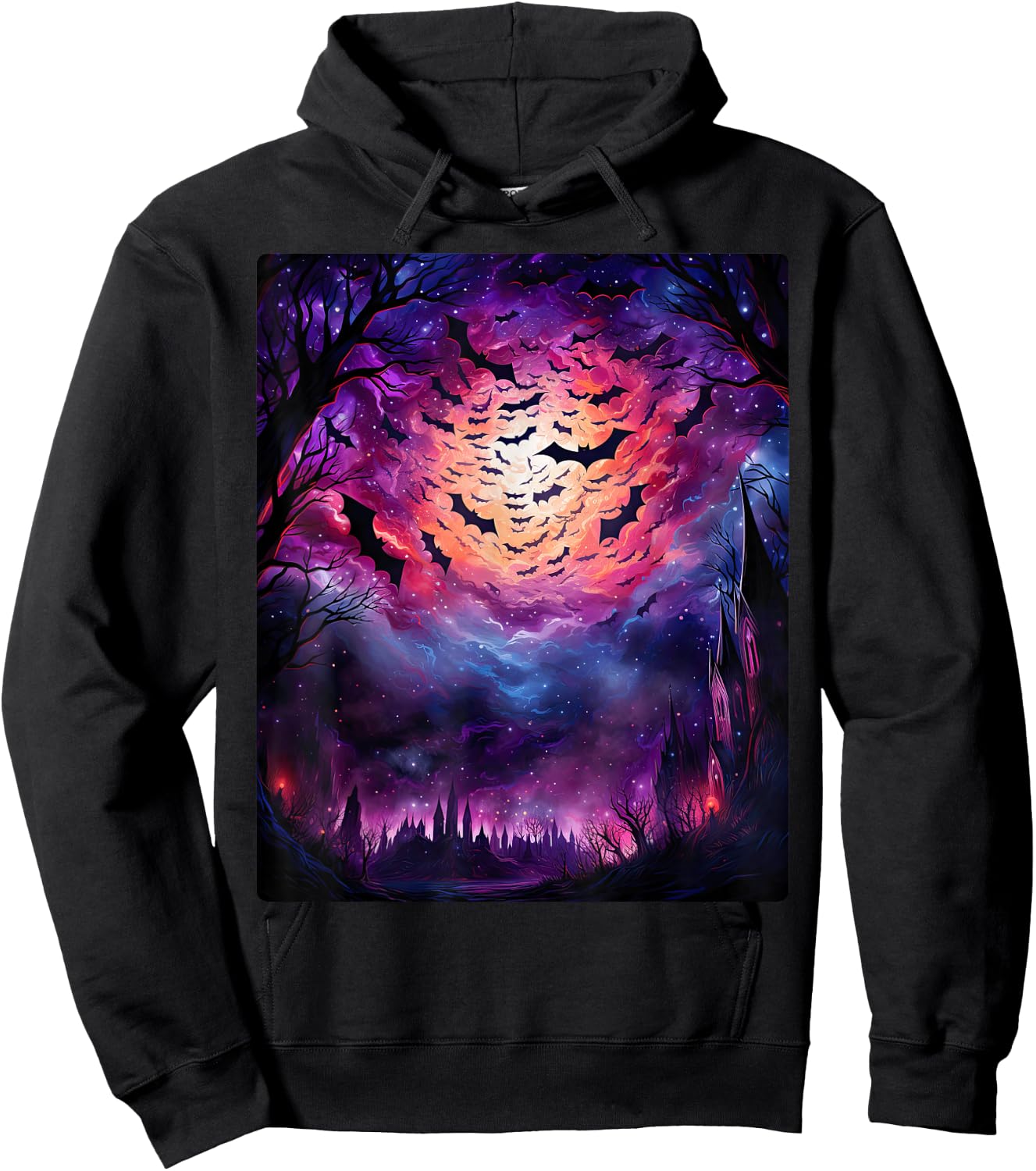 Gothic Bat Spooky Bats Pattern Moon Night Hoodie - Hoodie | Black