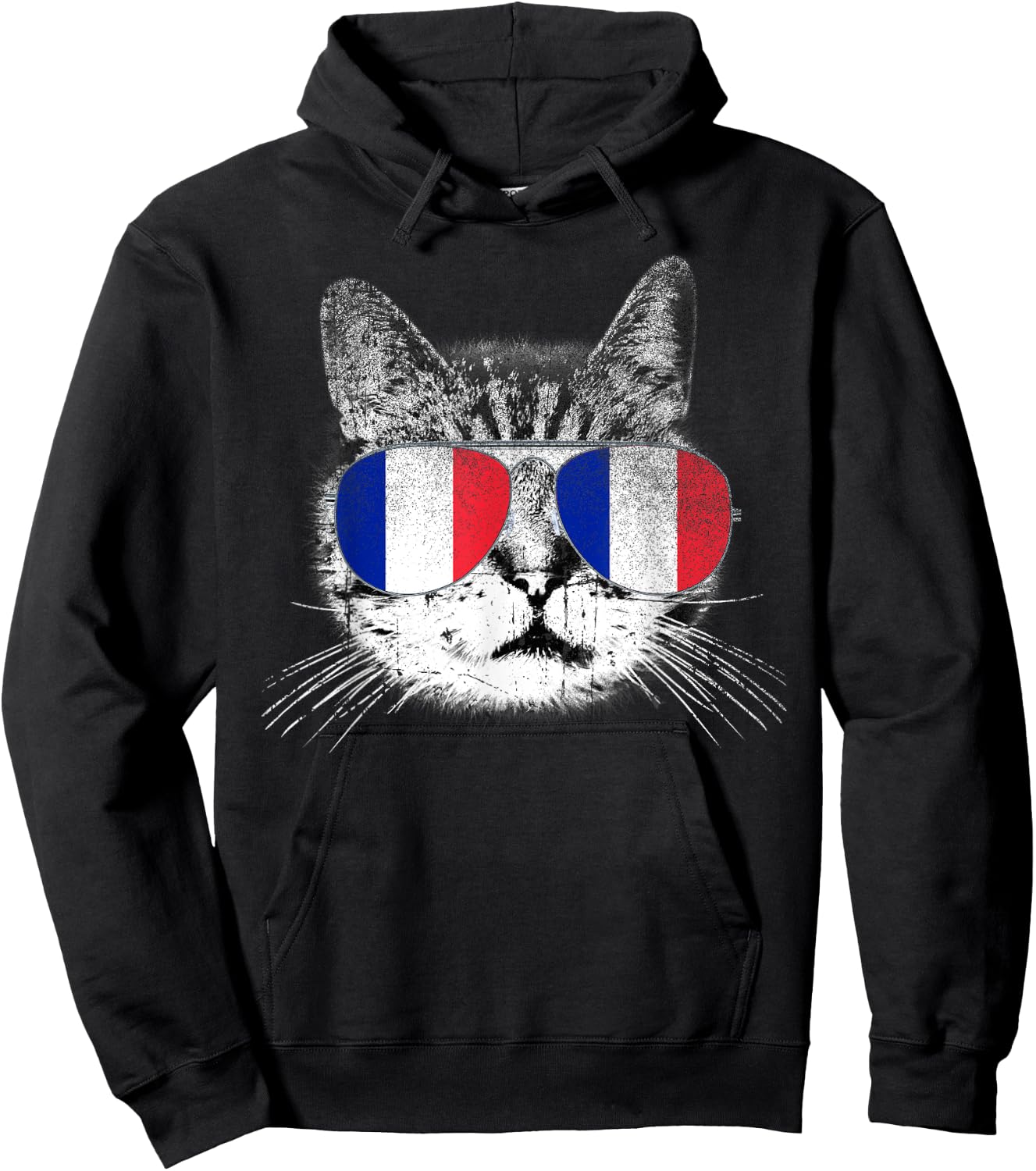 Cat Shirt France French Flag Country Retro Men Women Kids Hoodie - Hoodie | Black