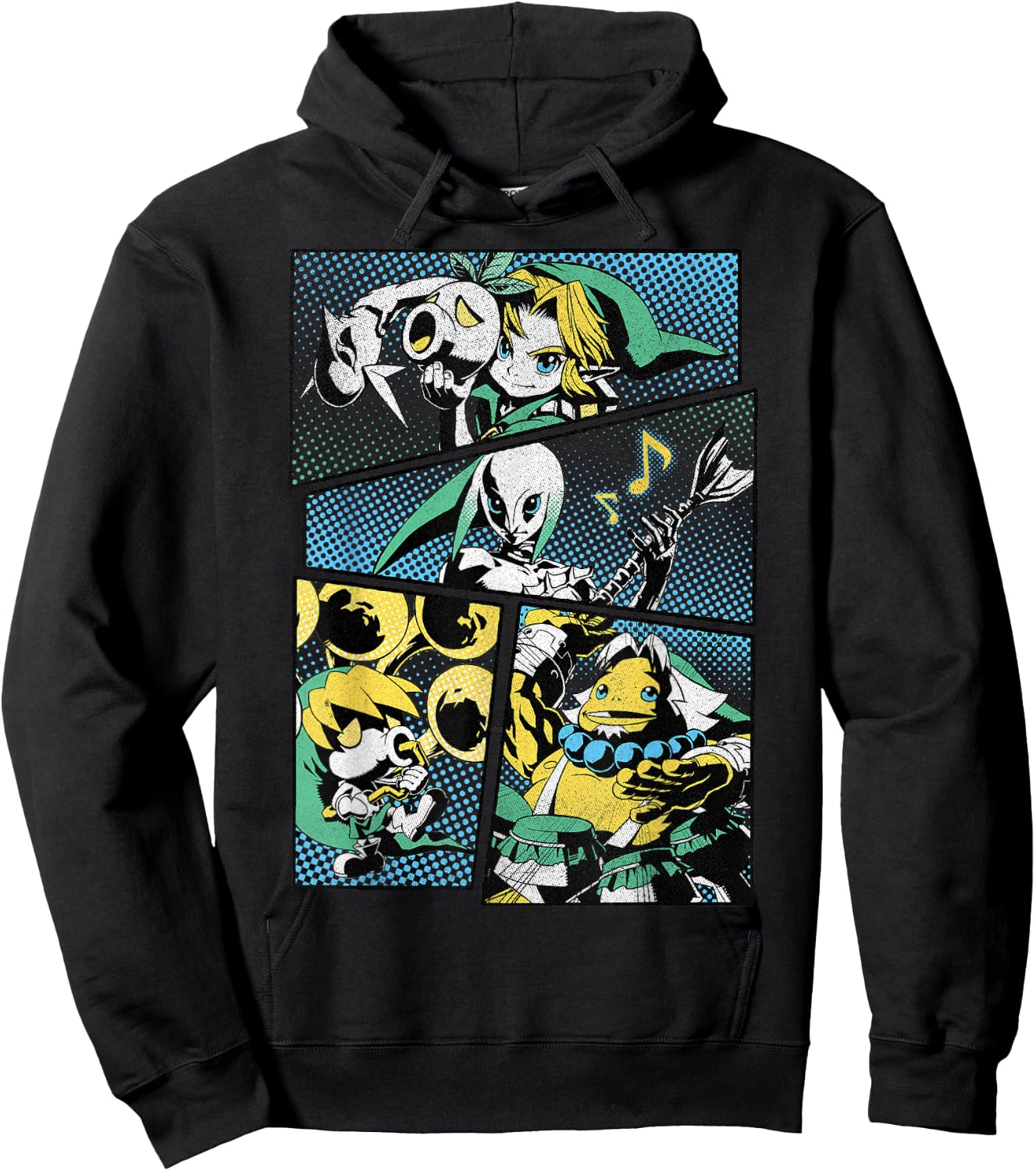 The Legend of Zelda: Majora's Mask Manga Link Hyrule Panels Hoodie - Hoodie | Black
