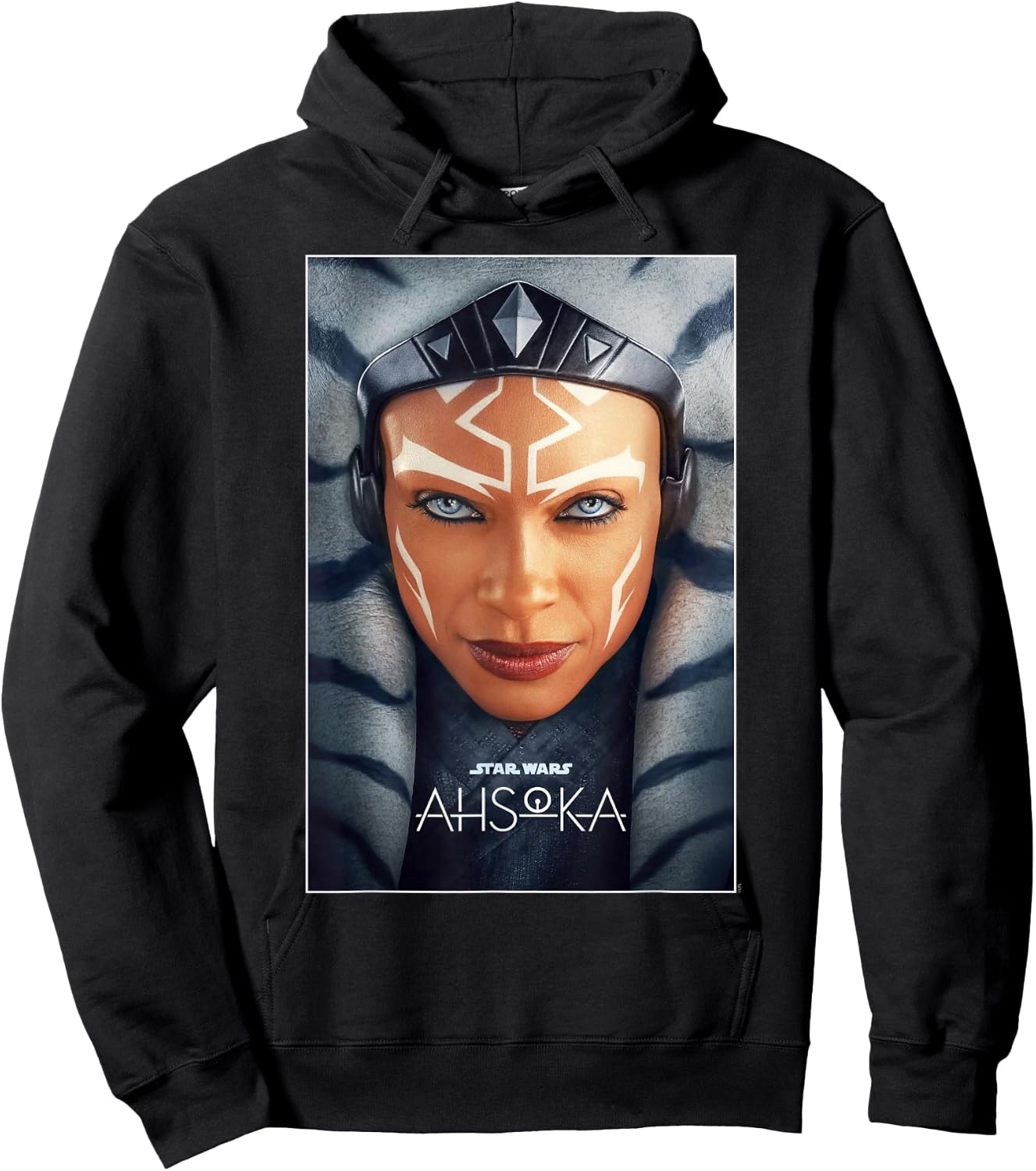 Star Wars Ahsoka Tano Face & Logo Series Poster Art Disney+ Hoodie - Hoodie | Black