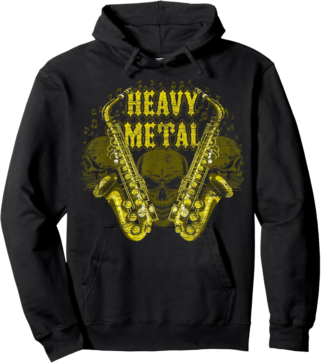 Heavy Metal Skull Scary Sax Player Saxophone Hoodie - Hoodie | Black