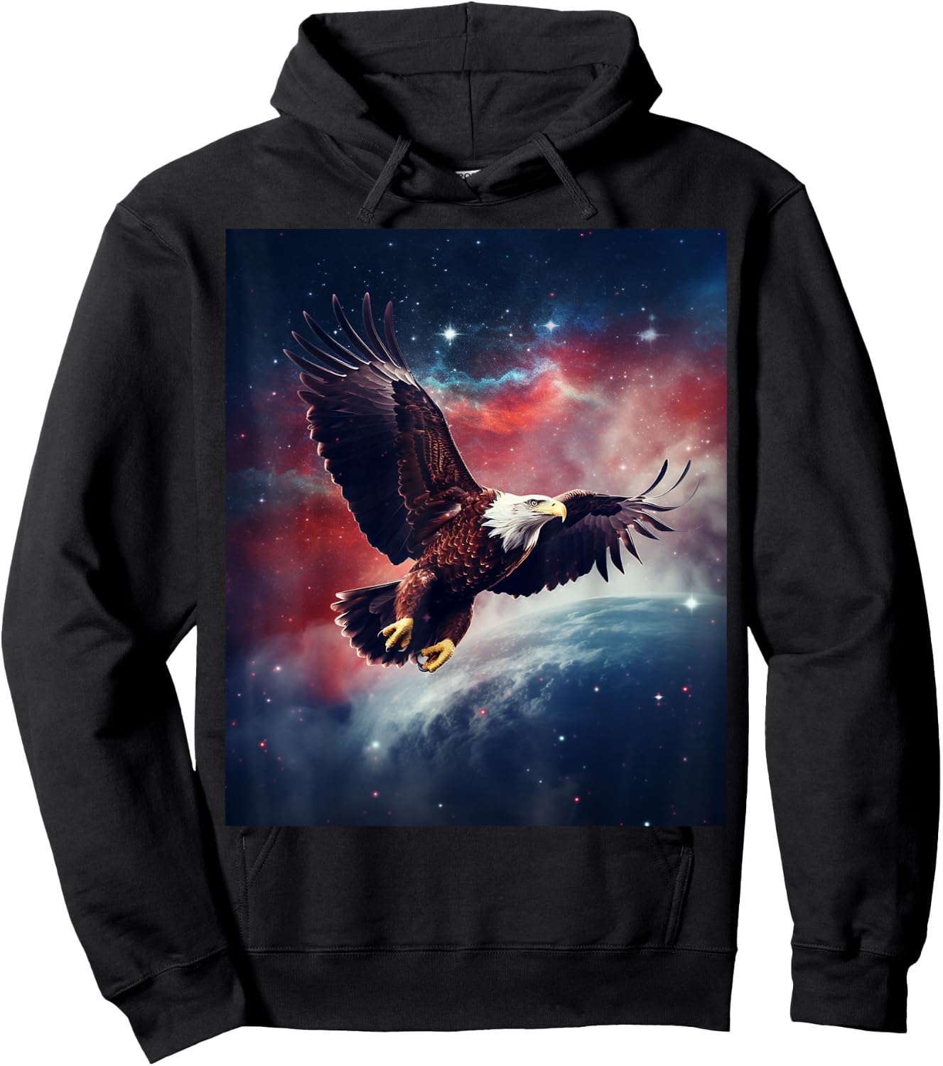 BORN Majestic Flying American Bald Eagle - Adults - Black - Small - - Short Sleeve Hoodie - Hoodie | Black